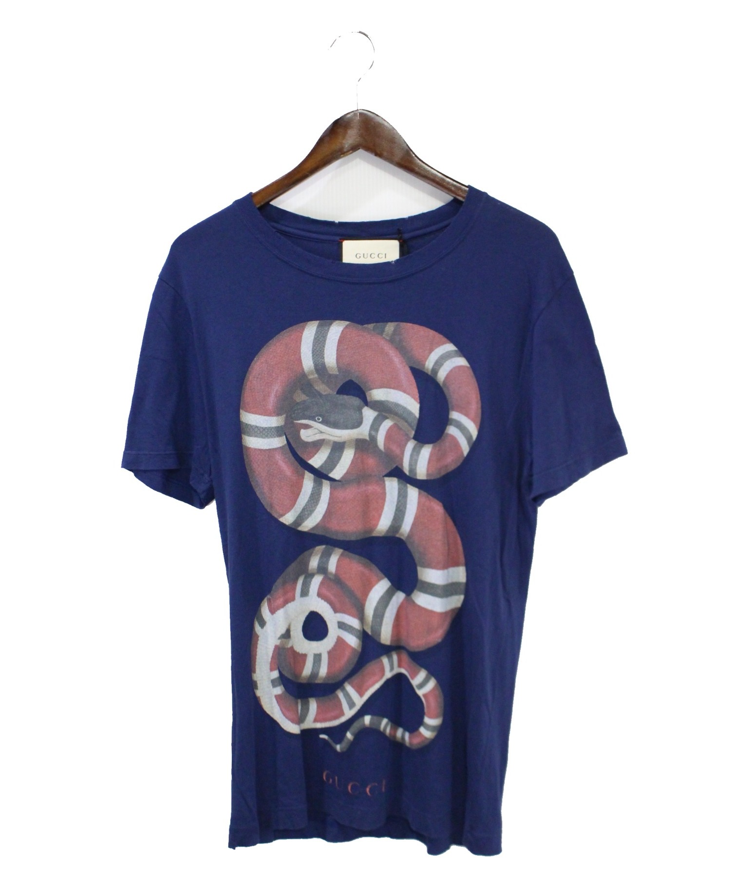 GUCCI (グッチ) スネークプリントTシャツ ネイビー サイズ:XS