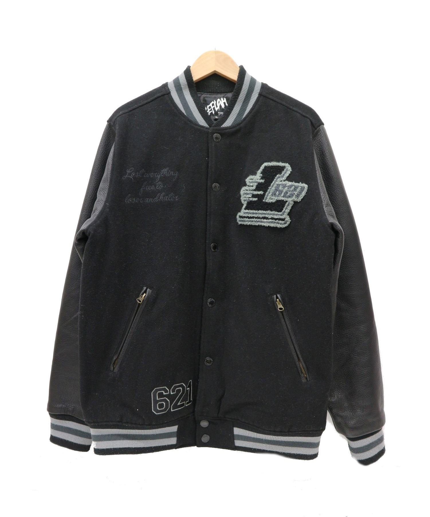 LEFLAH 本革スタジャン BLACK-