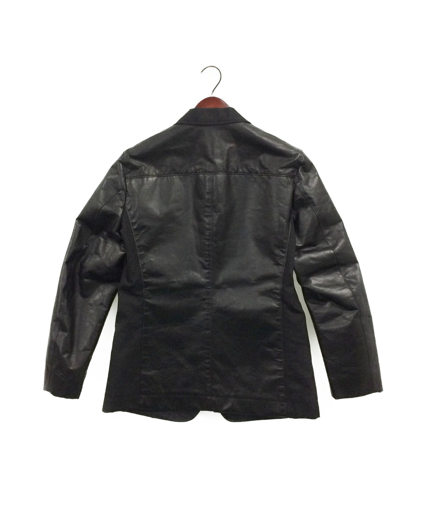 ISSEY MIYAKE MEN (イッセイミヤケメン) レザー切替テーラードジャケット ブラック サイズ:1 ME51LD055