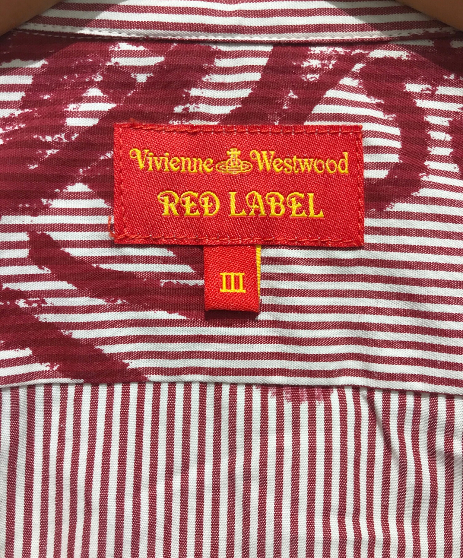 Vivienne Westwood RED LABEL (ヴィヴィアンウエストウッドレッドレーベル) ストライプボウタイシャツ レッド サイズ:3