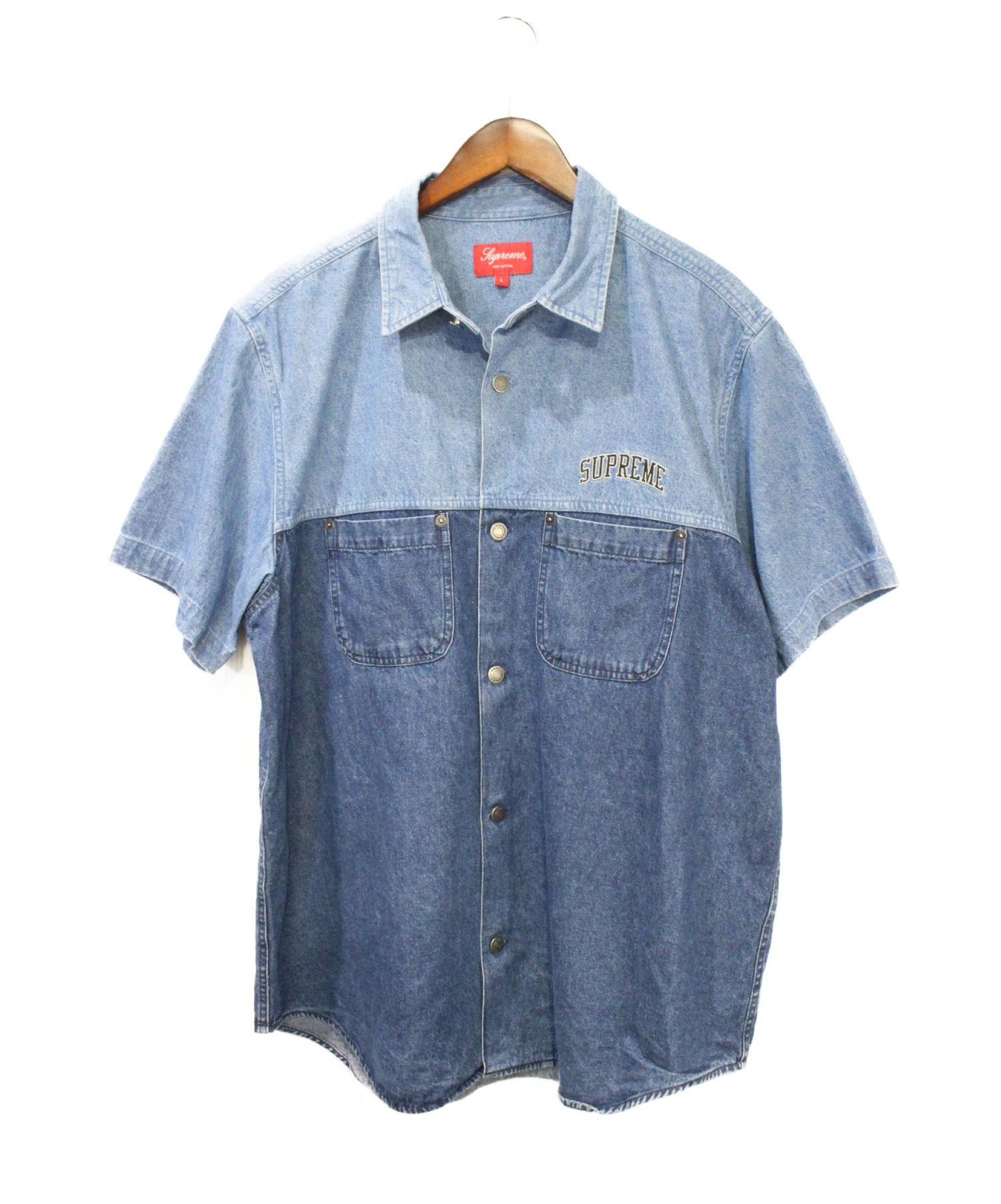 supreme 2-Tone Denim S/S Shirt Blue S