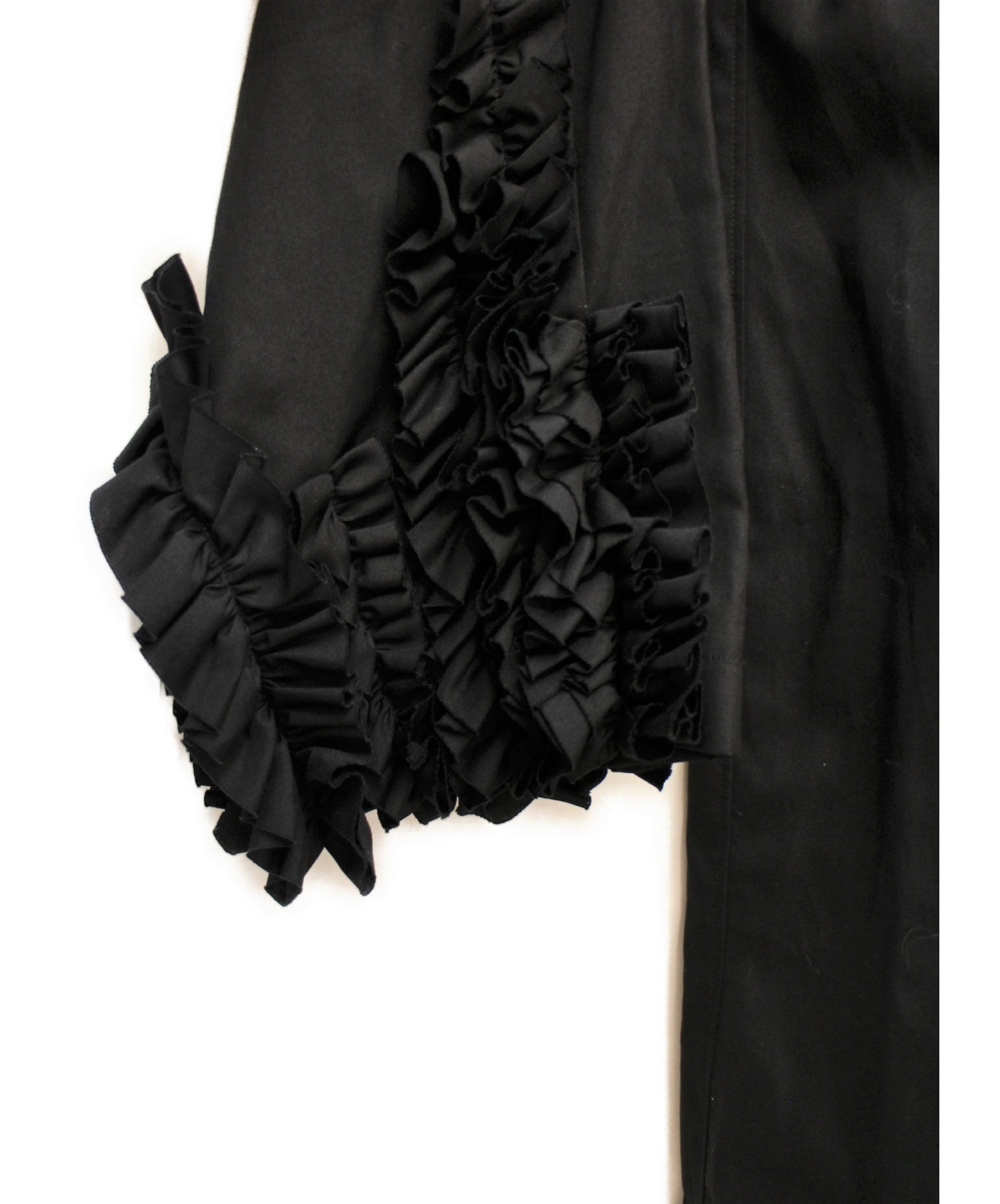 COMME des GARCONS (コムデギャルソン) フリル装飾シャツワンピース ブラック サイズ:S