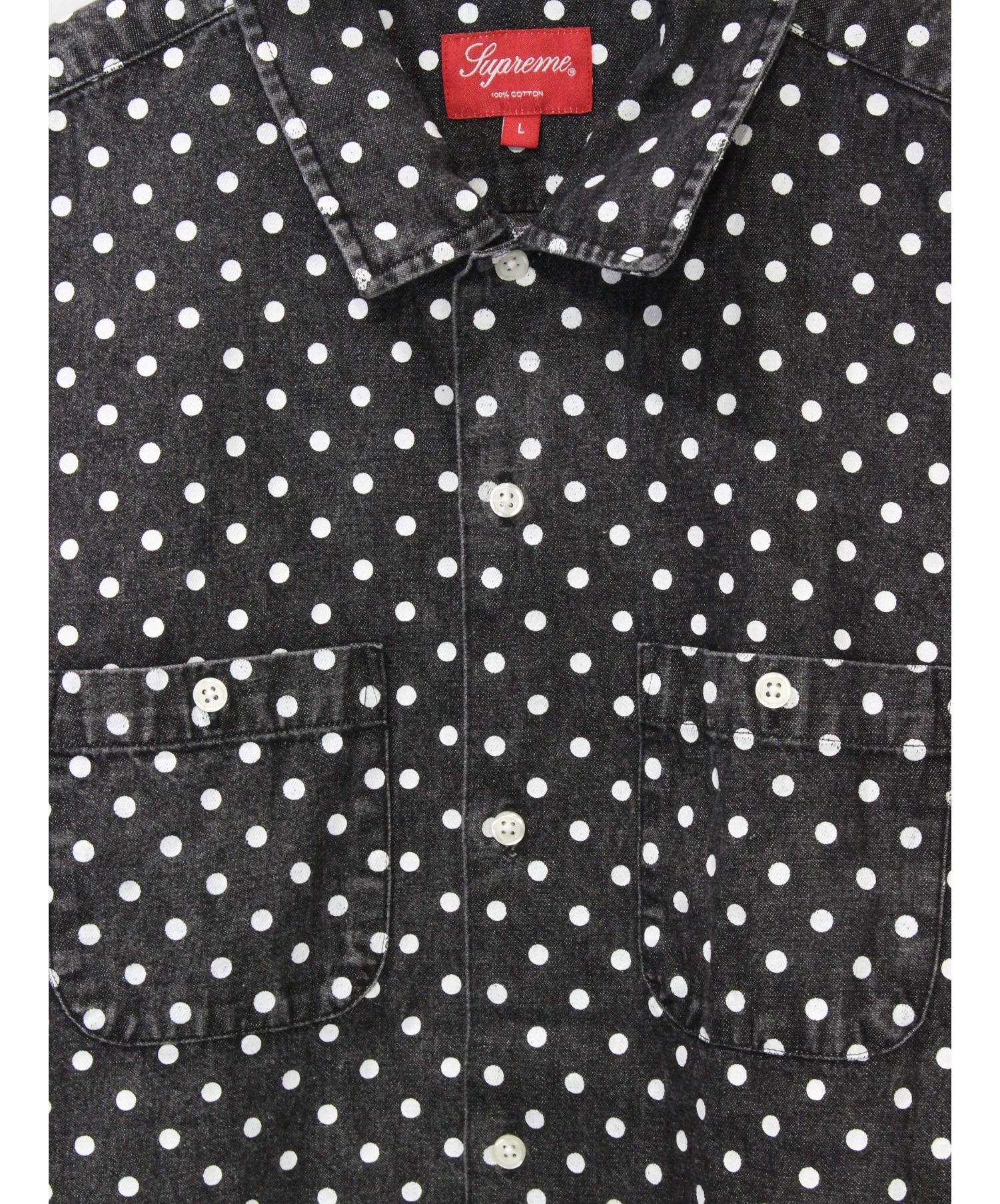 Supreme (シュプリーム) 18SS Polka Dot Denim Shirt ブラック サイズ:Ｌ