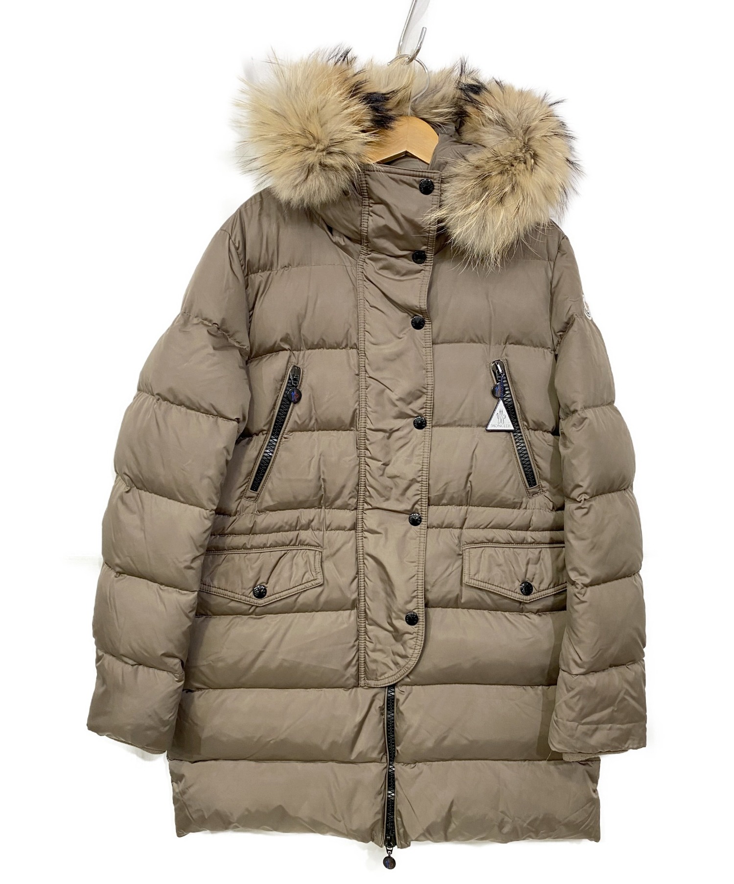 MONCLER (モンクレール) ファー付ダウンコート ブラウン サイズ:4 FRAGON