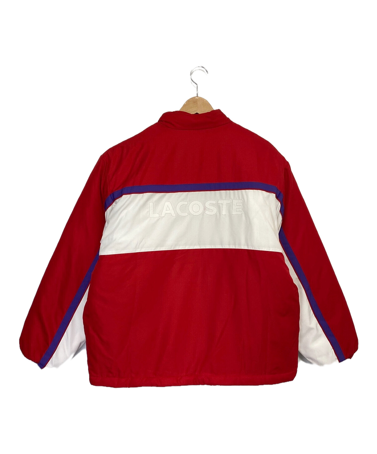 Supreme×LACOSTE (シュプリーム×ラコステ) Puffy Half Zip Pullover レッド×ホワイト サイズ:L 未使用品