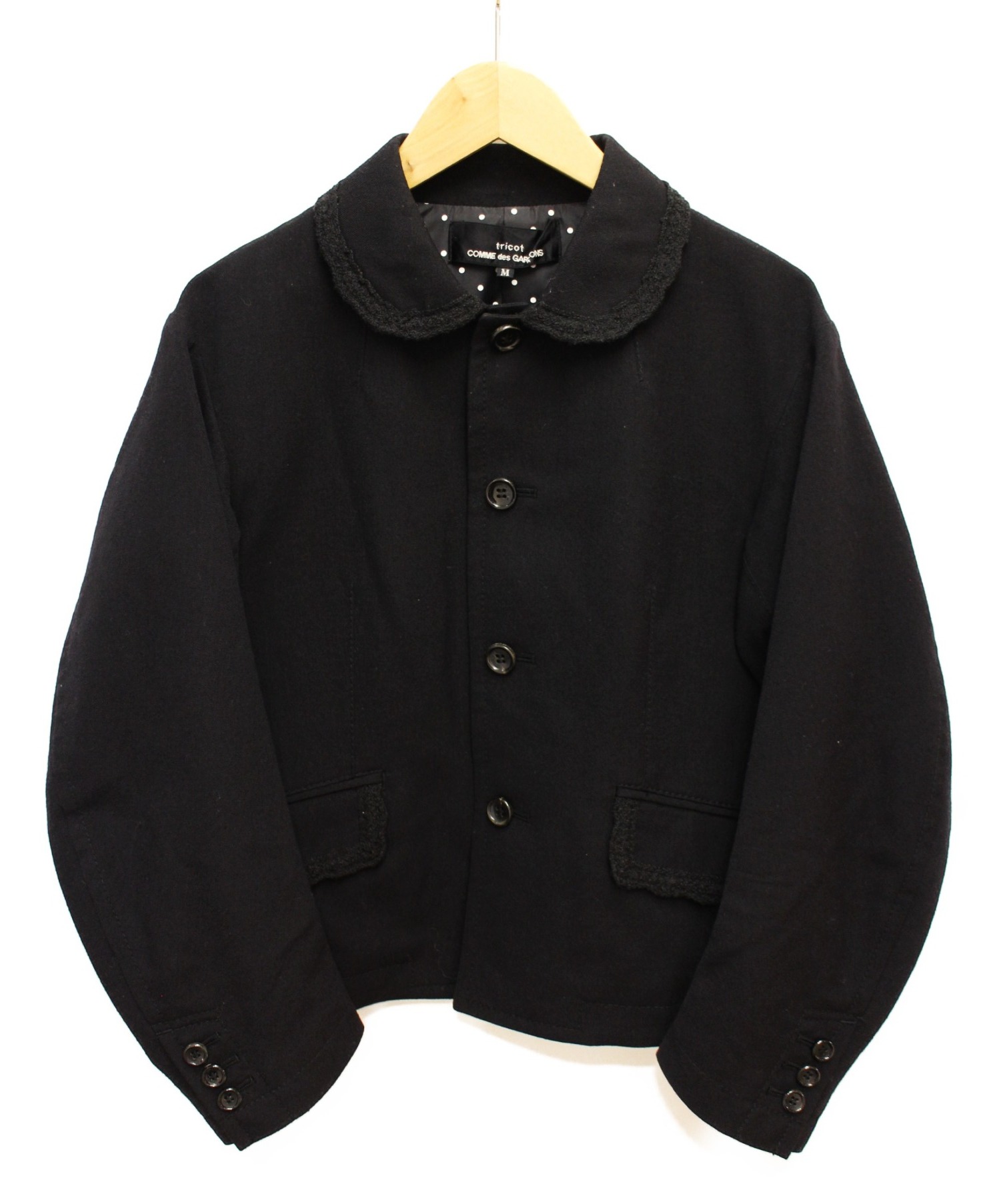 tricot COMME des GARCONS (トリコ コムデギャルソン) 丸襟ウールジャケット ブラック サイズ:M