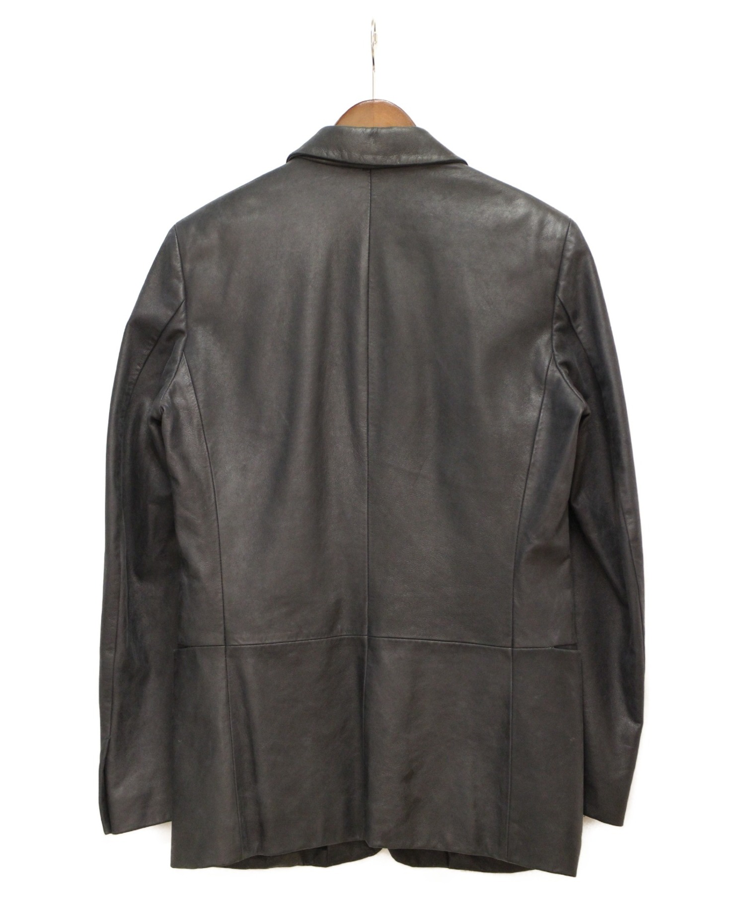 JIL SANDER (ジルサンダー) レザーテーラードジャケット ブラック サイズ:46