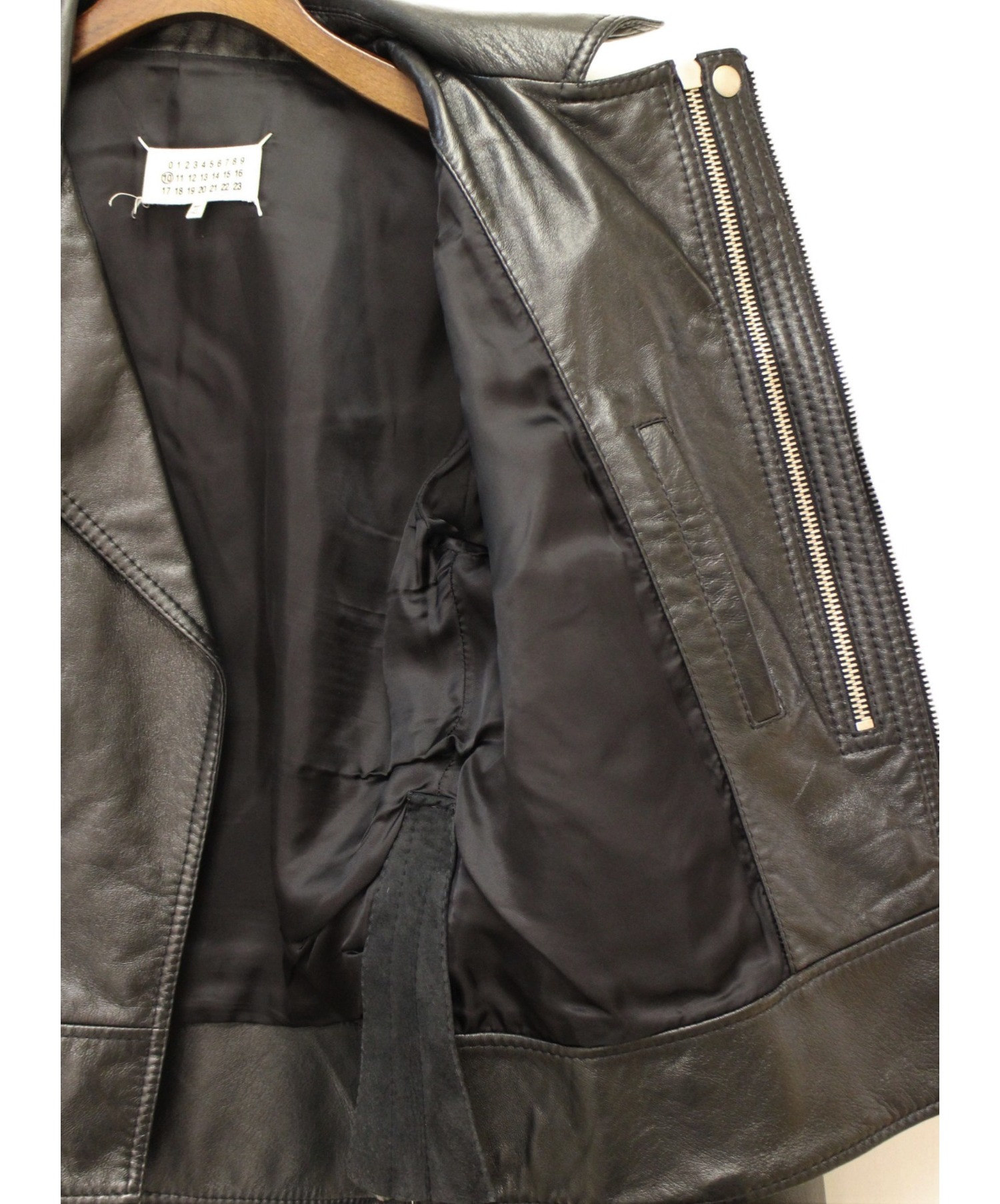 Maison Margiela (メゾンマルジェラ) ダブルライダースジャケット ブラック サイズ:46