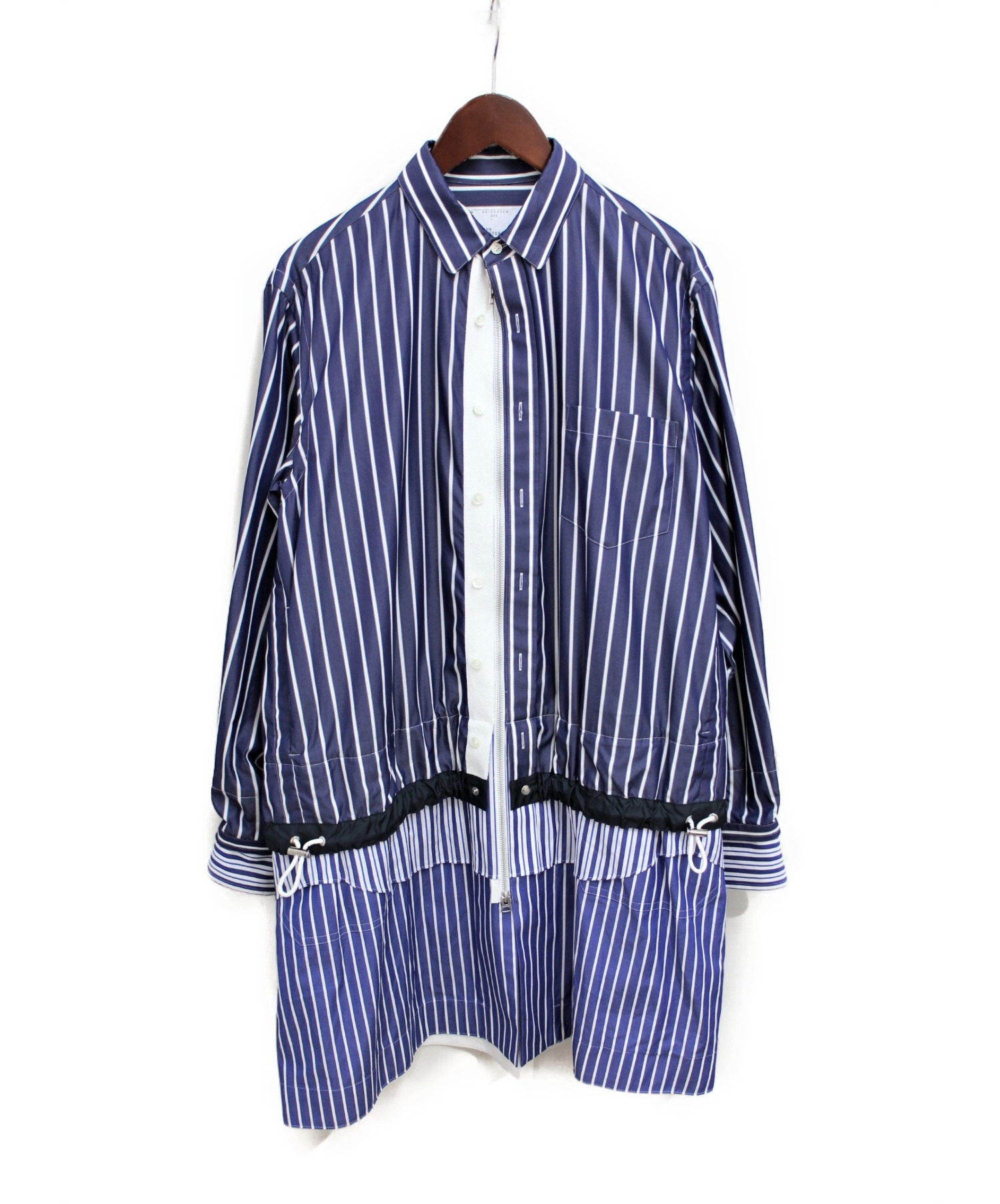 sacai (サカイ) 20SS Cotton Poplin Coat ブルー×ホワイト サイズ:1