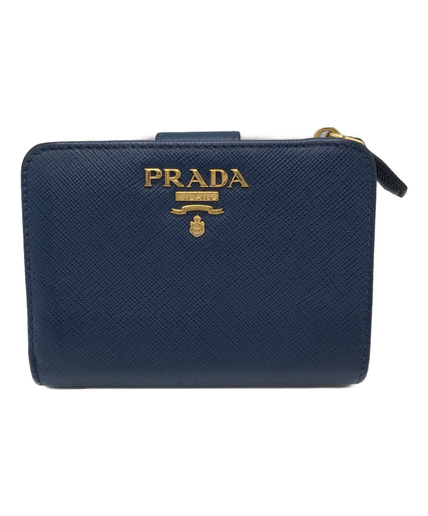 PRADA プラダ サフィアーノ 財布 二つ折り ネイビー - 折り財布