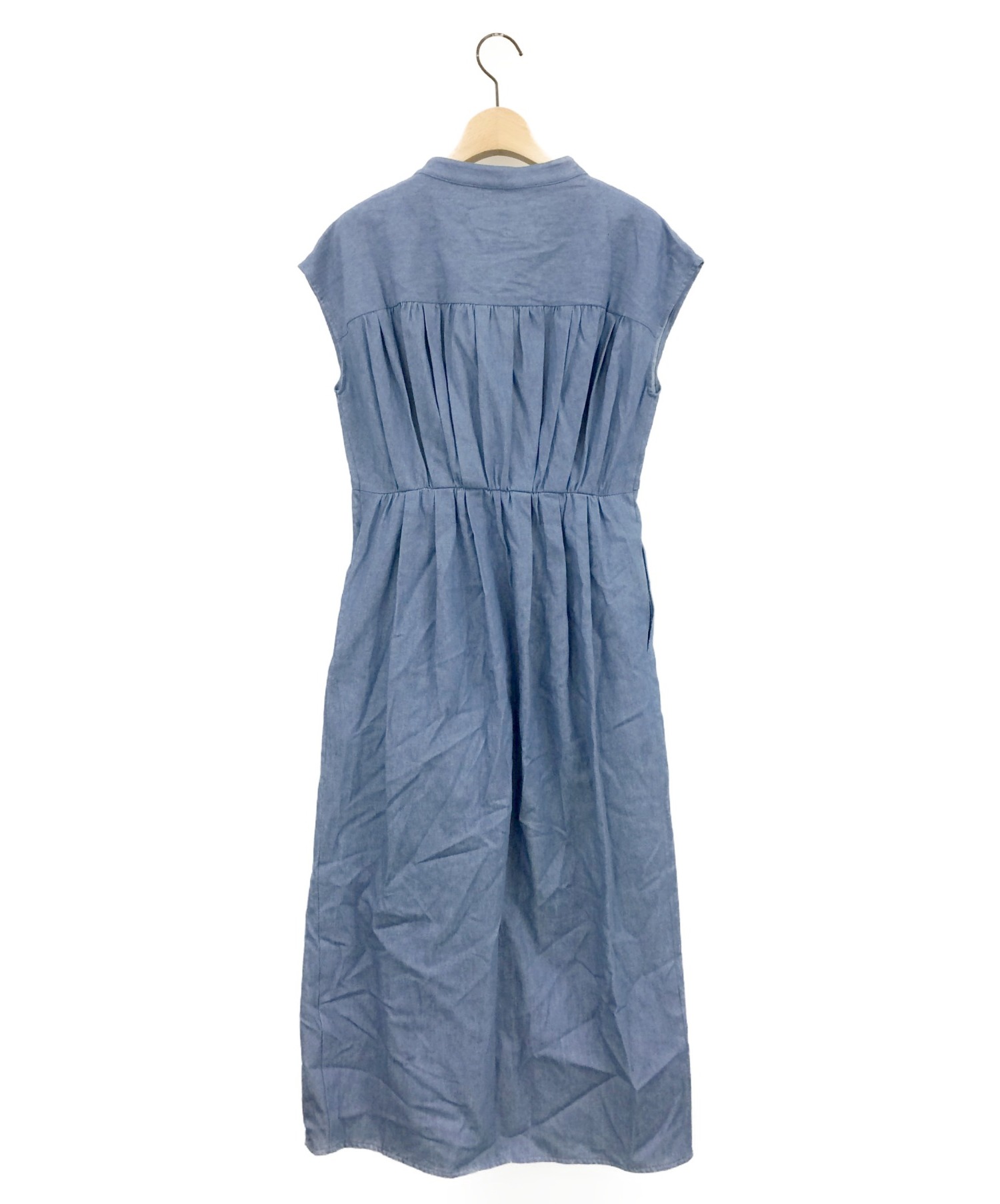 HER LIP TO (ハーリップトゥー) Denim Wrap-effect Midi Dress ブルー サイズ:M 未使用品
