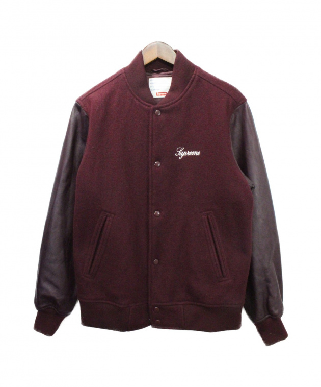 SUPREME (シュプリーム) 15AW Wool Varsity Crew Jacket ボルドー サイズ:S