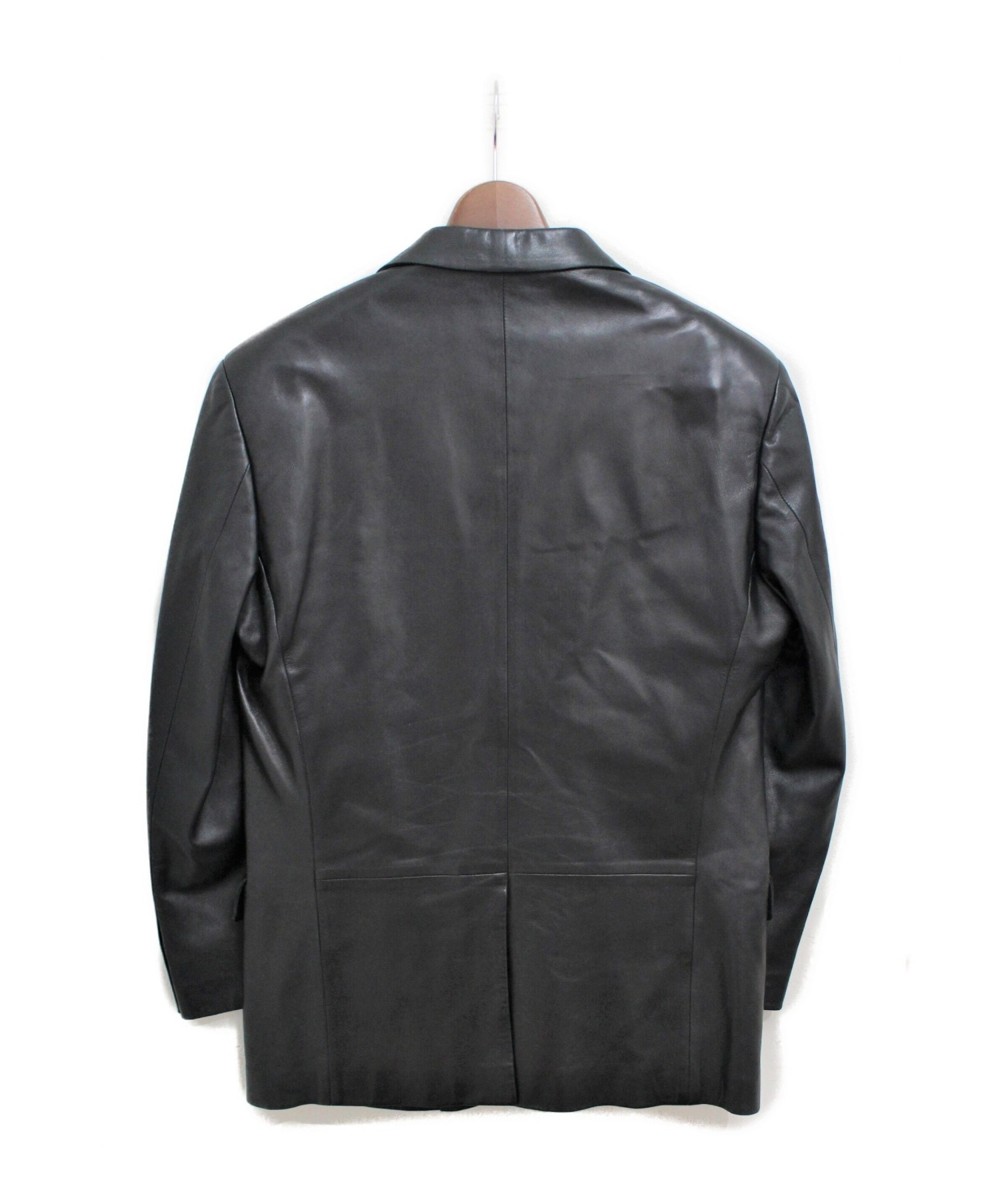 GUCCI (グッチ) レザーテーラードジャケット ブラック サイズ:L