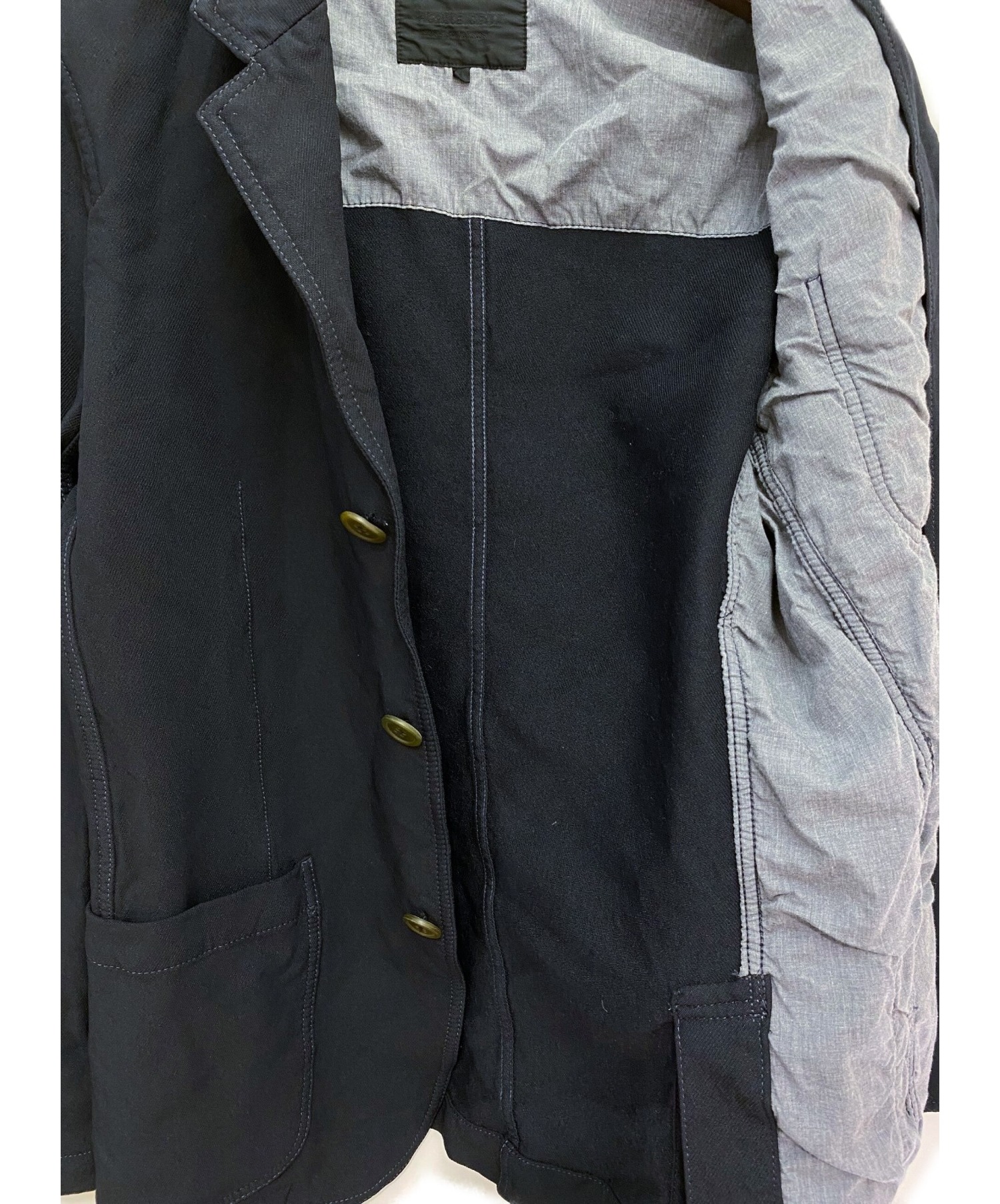 COMME des GARCONS HOMME DEUX (コムデギャルソン オム ドゥ) ポリ縮絨製品染ジャケット ブラック サイズ:L