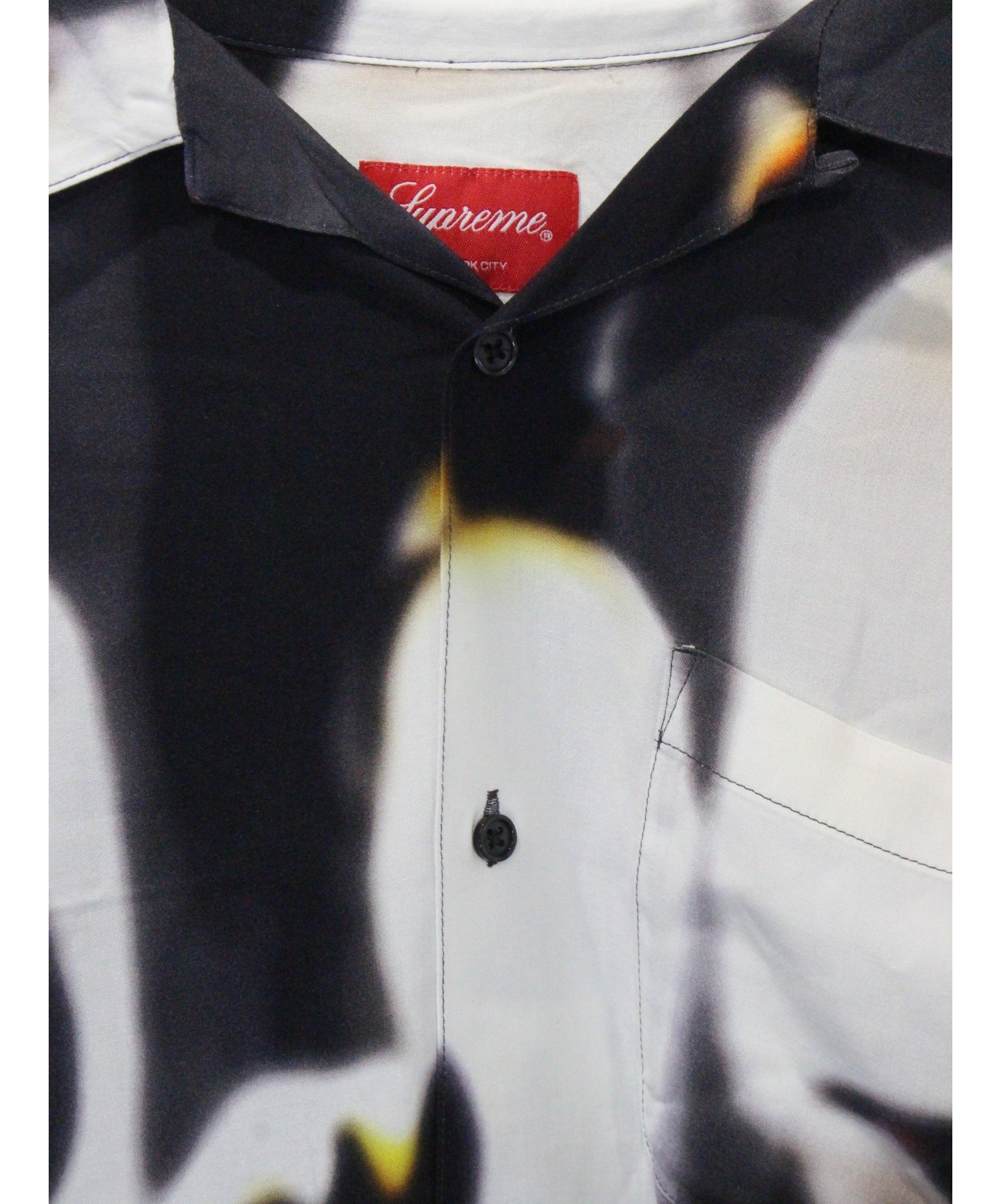 SUPREME (シュプリーム) Penguins Rayon S/S Shirt ブラック×ホワイト サイズ:XL