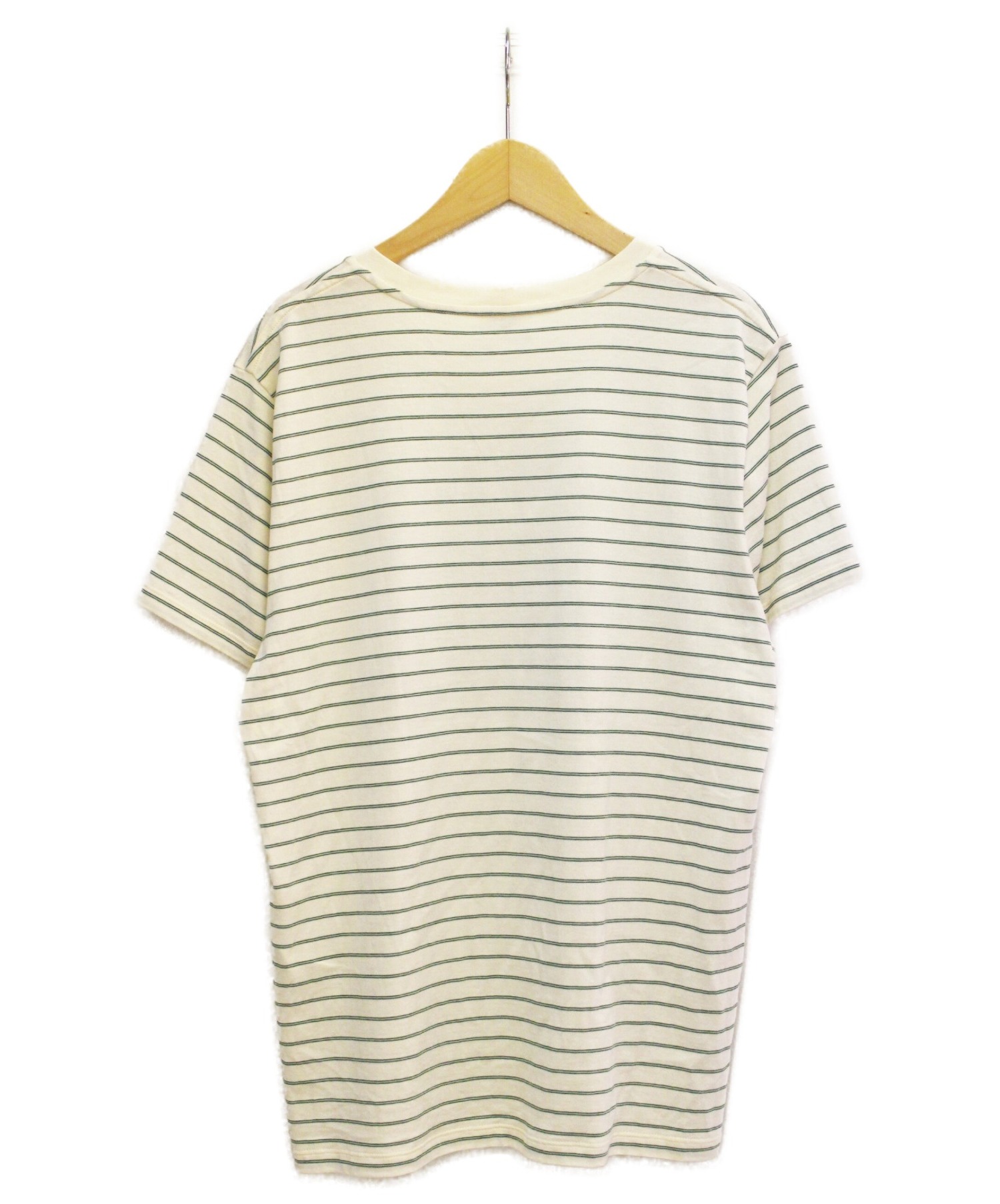 CELINE (セリーヌ) 20SS フロックボーダーTシャツ アイボリー×グリーン サイズ:L