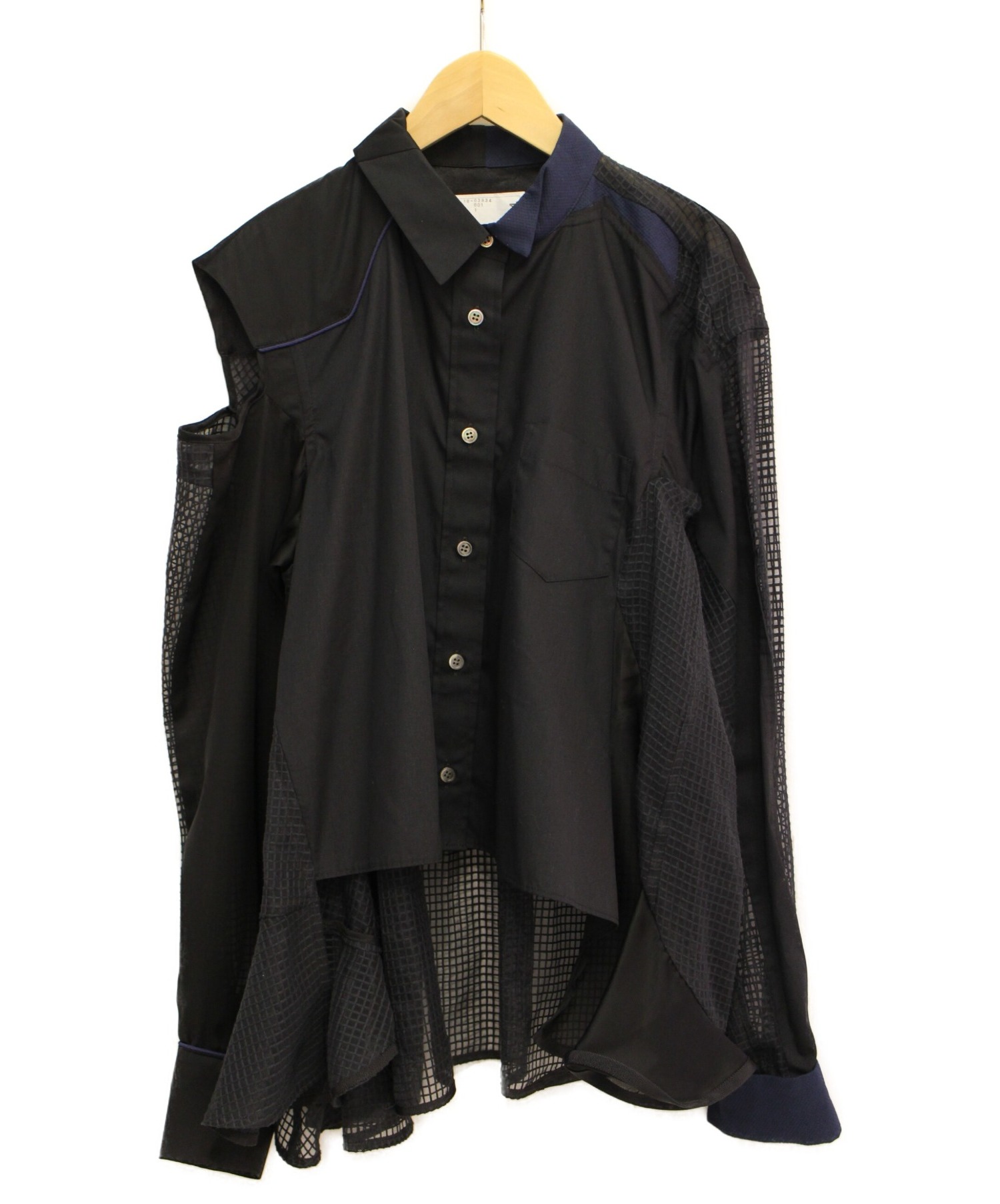 sacai (サカイ) シースルー切替シャツ ブラック サイズ:1