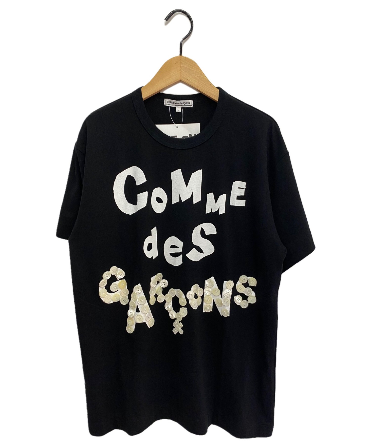 COMME des GARCONS (コムデギャルソン) ボタン装飾Tシャツ ブラック サイズ:L 未使用品