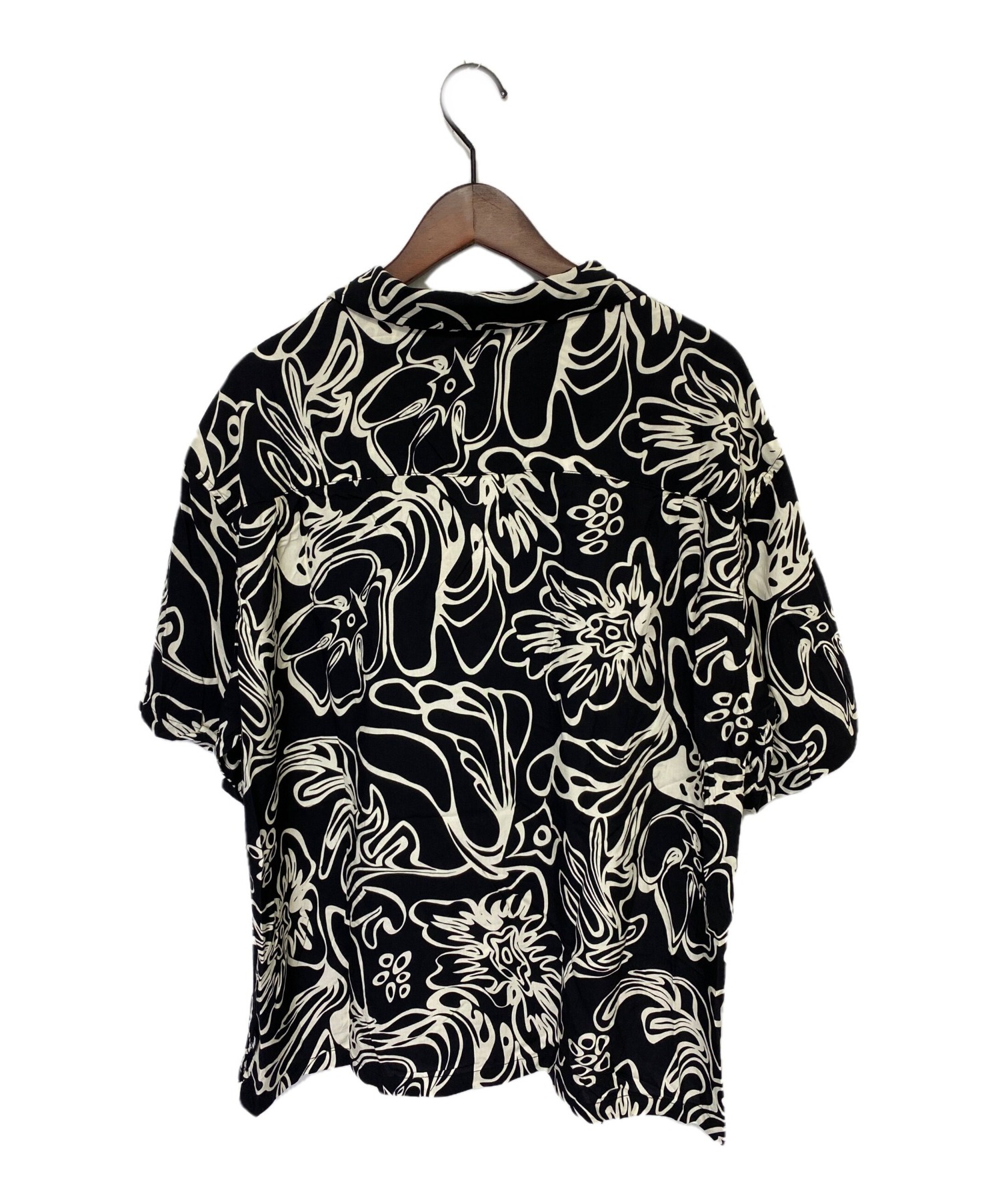 stussy (ステューシー) 21SS WAVY HAWAIIAN LS SHIRT ブラック×ホワイト サイズ:Ｍ 未使用品