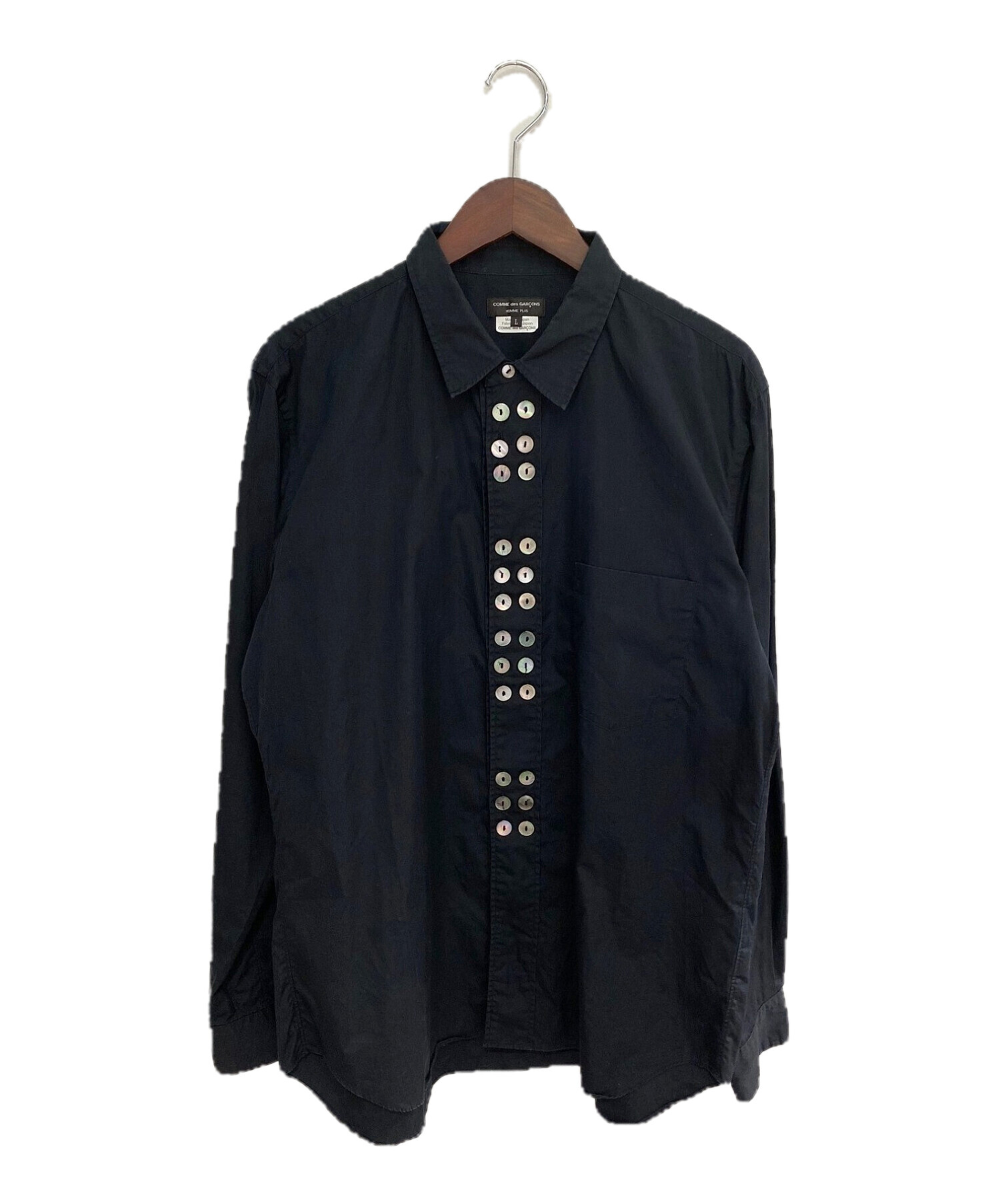 COMME des GARCONS Homme Plus (コムデギャルソンオムプリュス) ボタンデザインシャツ ブラック サイズ:L