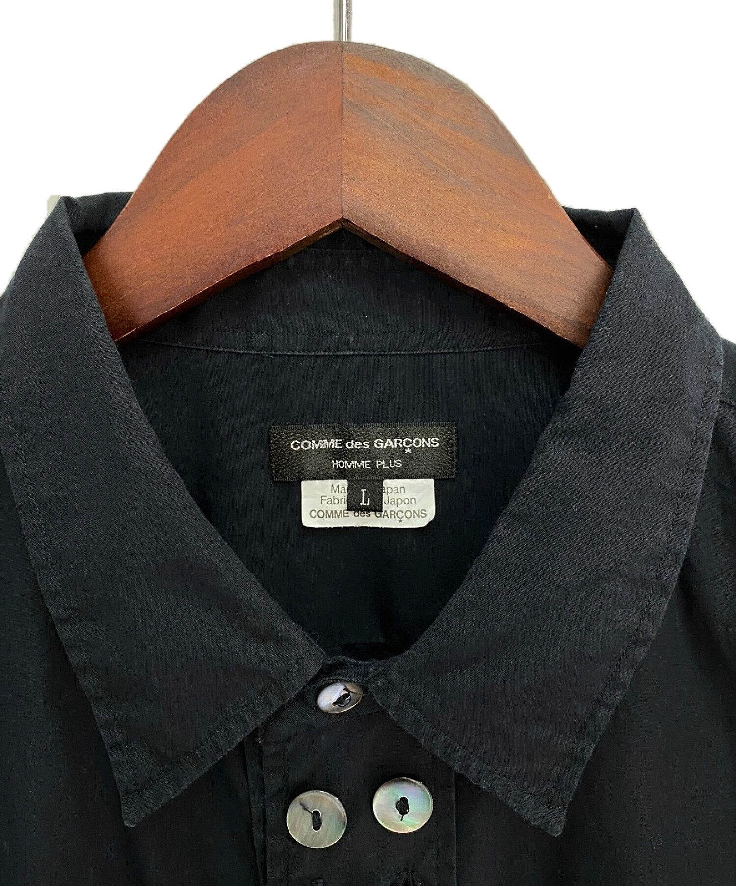 COMME des GARCONS Homme Plus (コムデギャルソンオムプリュス) ボタンデザインシャツ ブラック サイズ:L