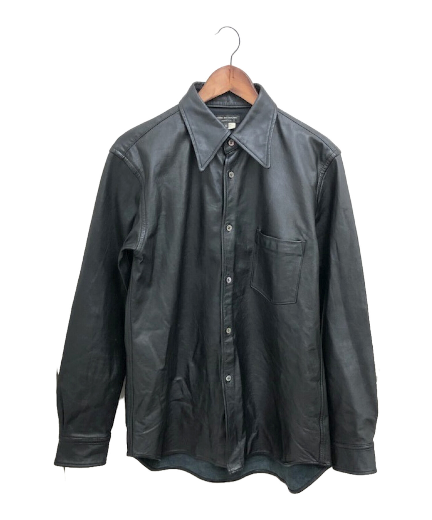 20,640円コムデギャルソン オムプリュス レザーシャツ ブラック メンズMサイズ