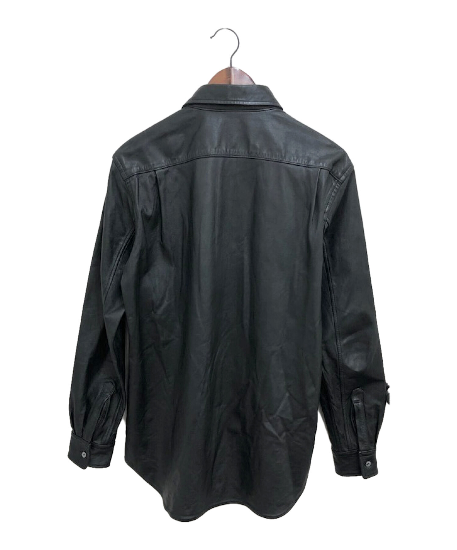 20,640円コムデギャルソン オムプリュス レザーシャツ ブラック メンズMサイズ