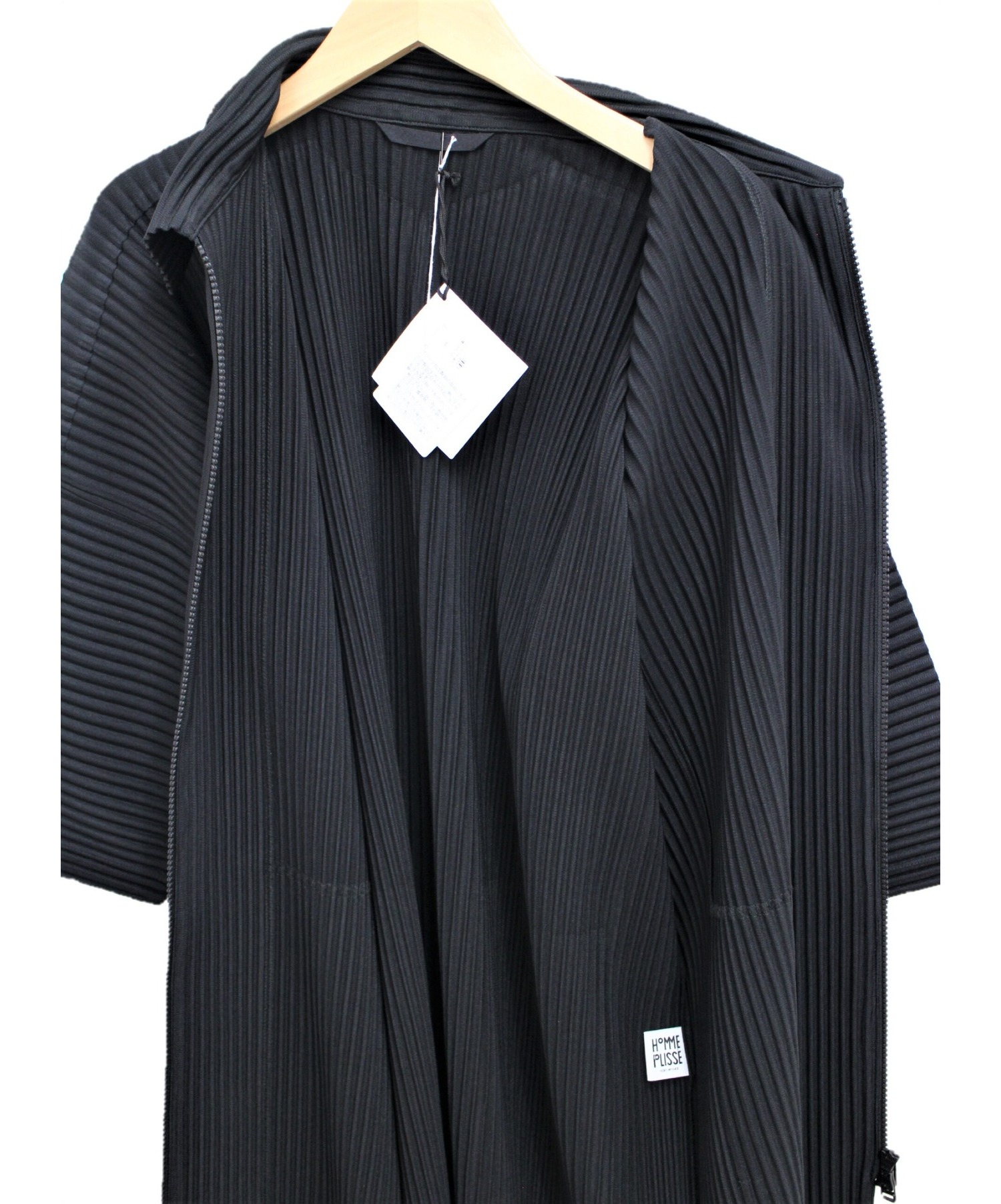 HOMME PLISSE ISSEY MIYAKE (オムプリッセ イッセイミヤケ) ジップアップシャツ ブラック サイズ:2