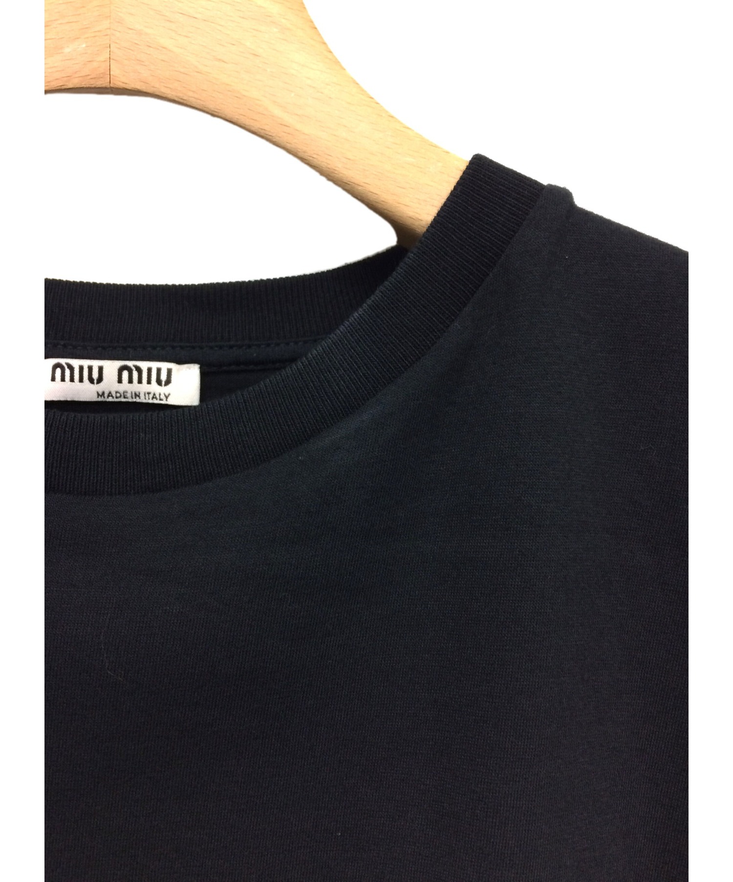 MIU MIU (ミュウミュウ) バックデザインTシャツ ブラック サイズ:M