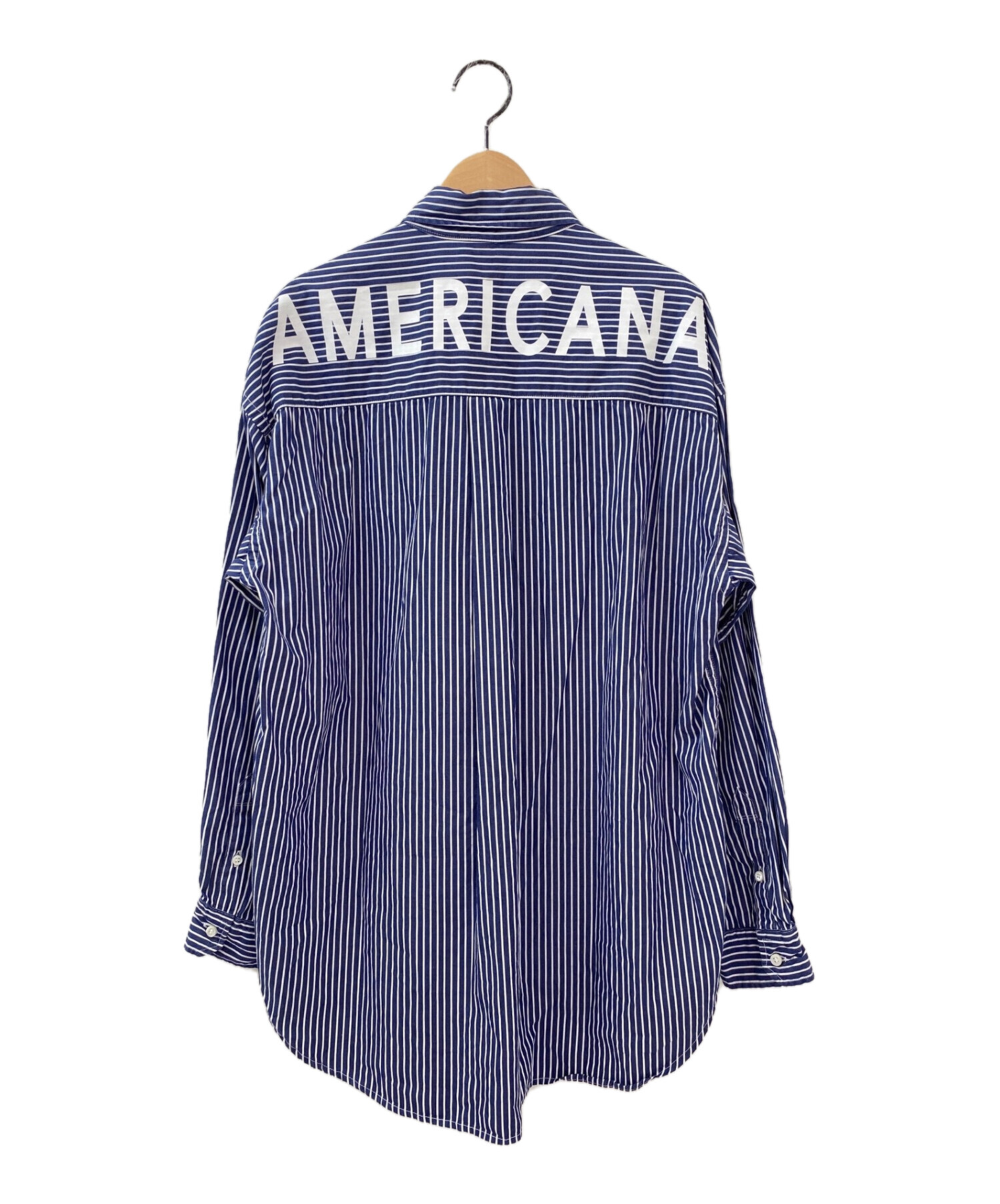 Americana (アメリカーナ) バックロゴストライプシャツ ネイビー サイズ:-