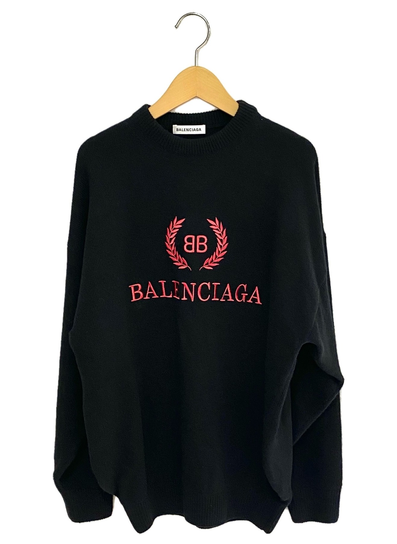 BALENCIAGA (バレンシアガ) ロゴ刺繍ニット ブラック サイズ:XS