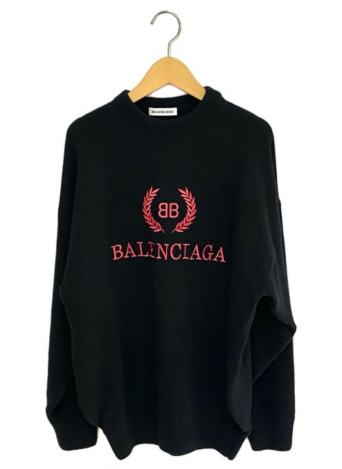 中古・古着通販】BALENCIAGA (バレンシアガ) ロゴ刺繍ニット ブラック