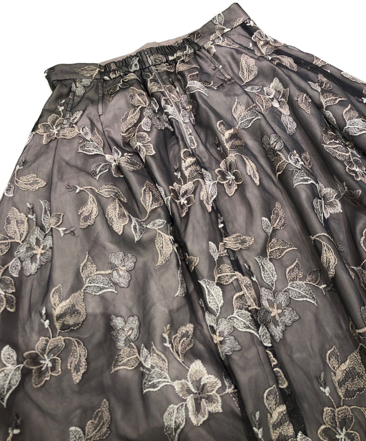 Rirandture (リランドチュール) チュール刺繍ロングスカート グレー サイズ:2