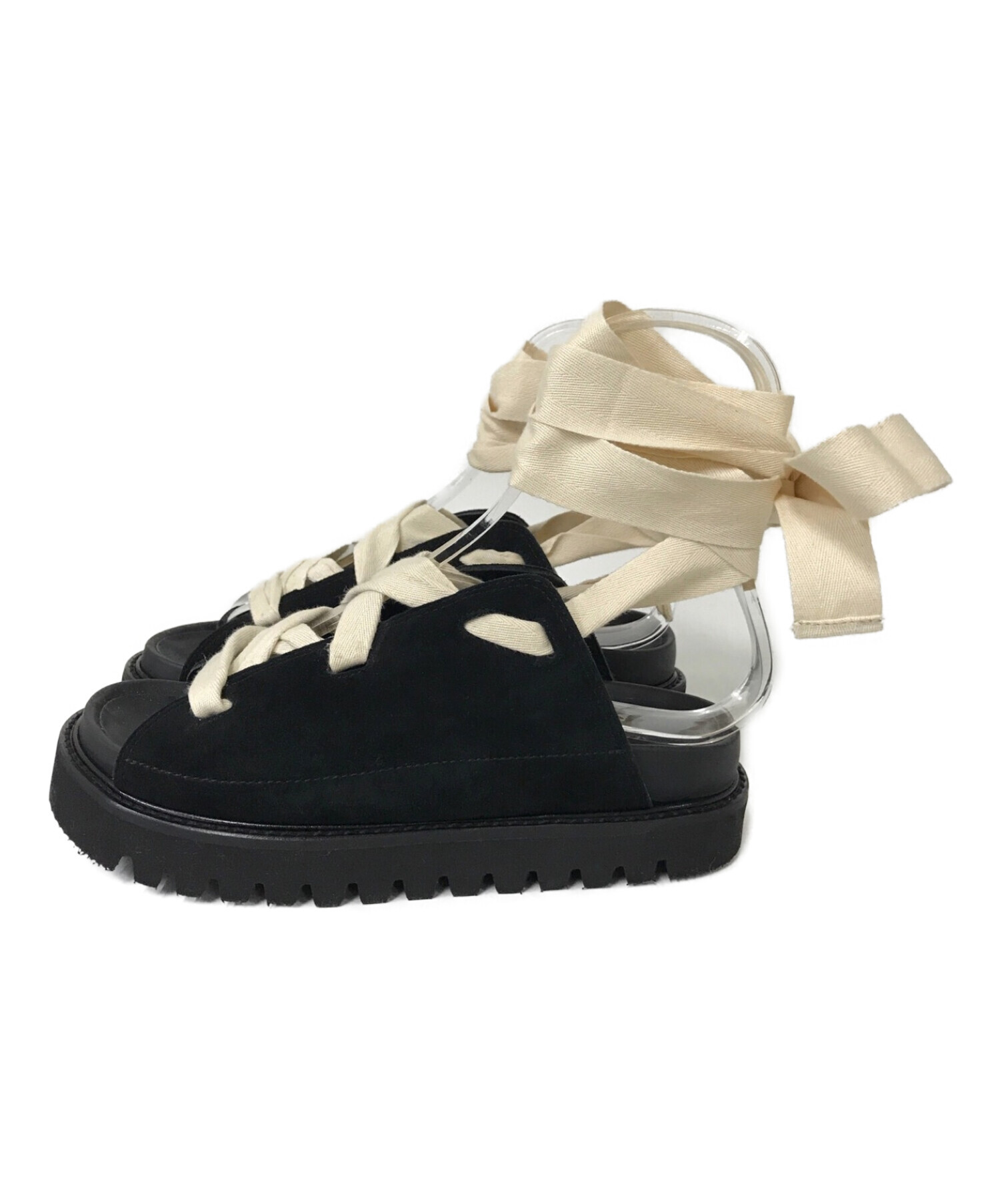 PLAN C (プランシー) レースアップサンダル ブラック サイズ:SIZE 36