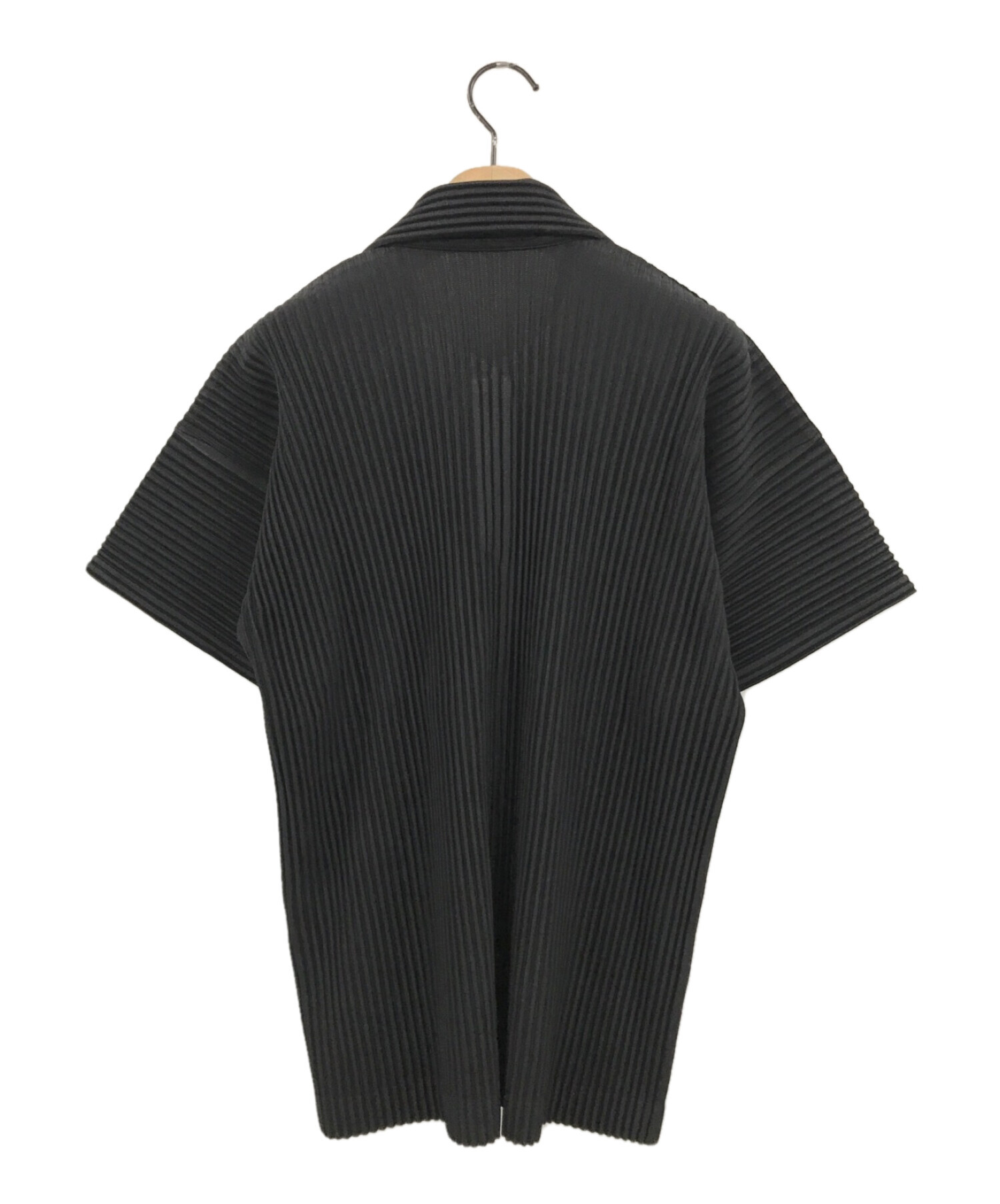 HOMME PLISSE ISSEY MIYAKE (オムプリッセ イッセイミヤケ) プリーツポロシャツ ブラック サイズ:2