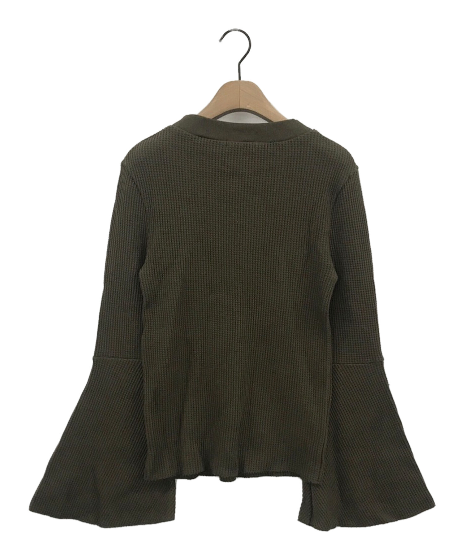 CLANE (クラネ) BELL SLEEVE THERMAL TOPS カーキ サイズ:2