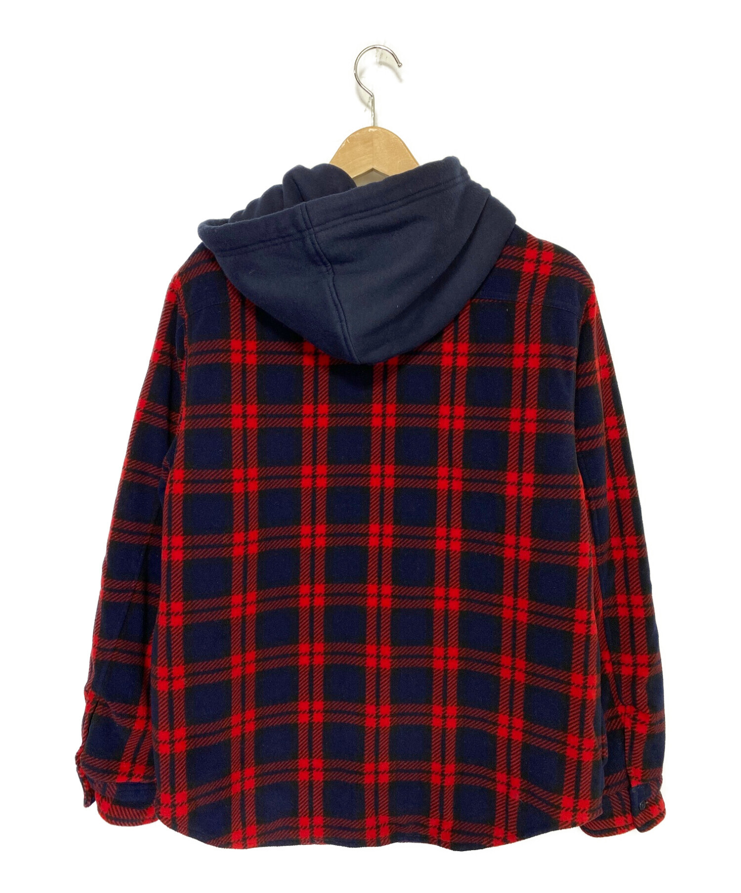 SUPREME (シュプリーム) 18AW HOODED PLAID WORK SHIRT レッド×ネイビー サイズ:Ｍ