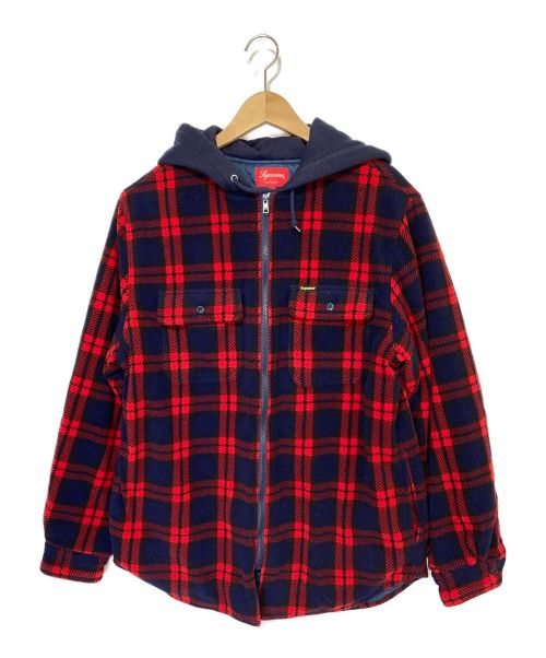 【中古・古着通販】SUPREME (シュプリーム) 18AW HOODED PLAID WORK SHIRT レッド×ネイビー  サイズ:Ｍ｜ブランド・古着通販 トレファク公式【TREFAC FASHION】スマホサイト