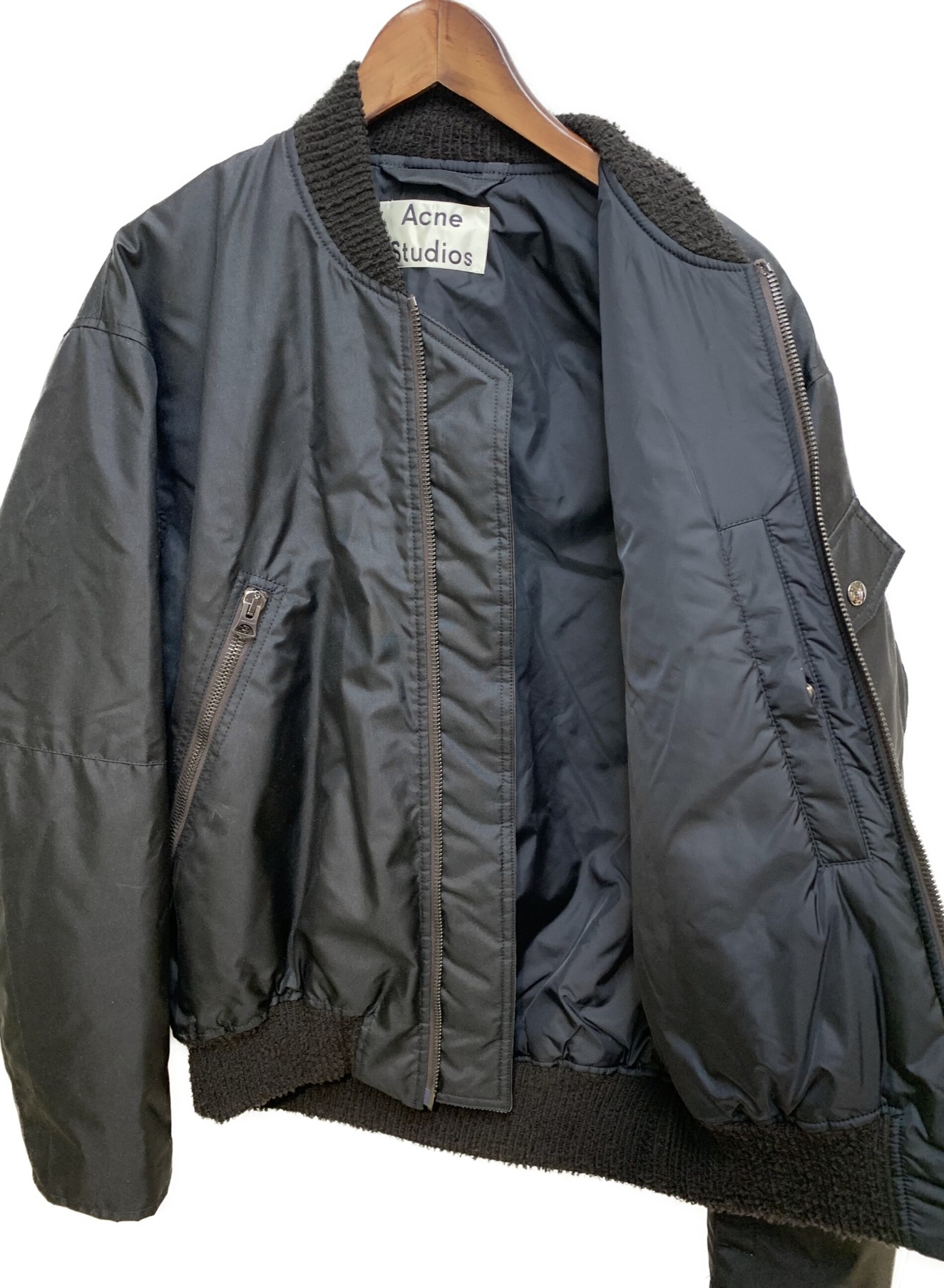 Acne studios (アクネストゥディオズ) NYLON BOMBER JACKET ブラック サイズ:46