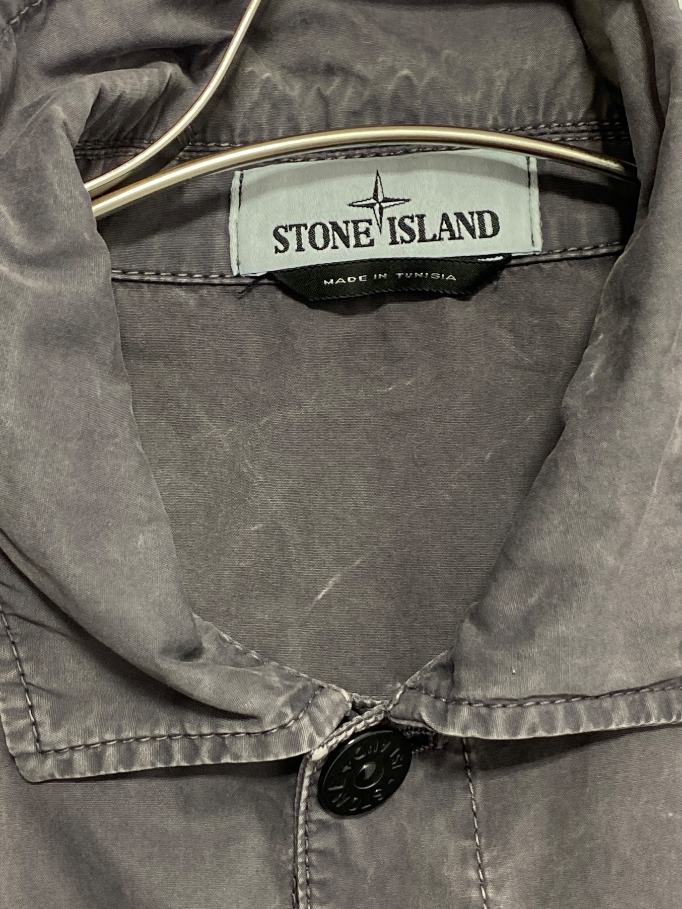 STONE ISLAND (ストーンアイランド) ガーメントダイコットンワークシャツ グレー サイズ:Ｌ