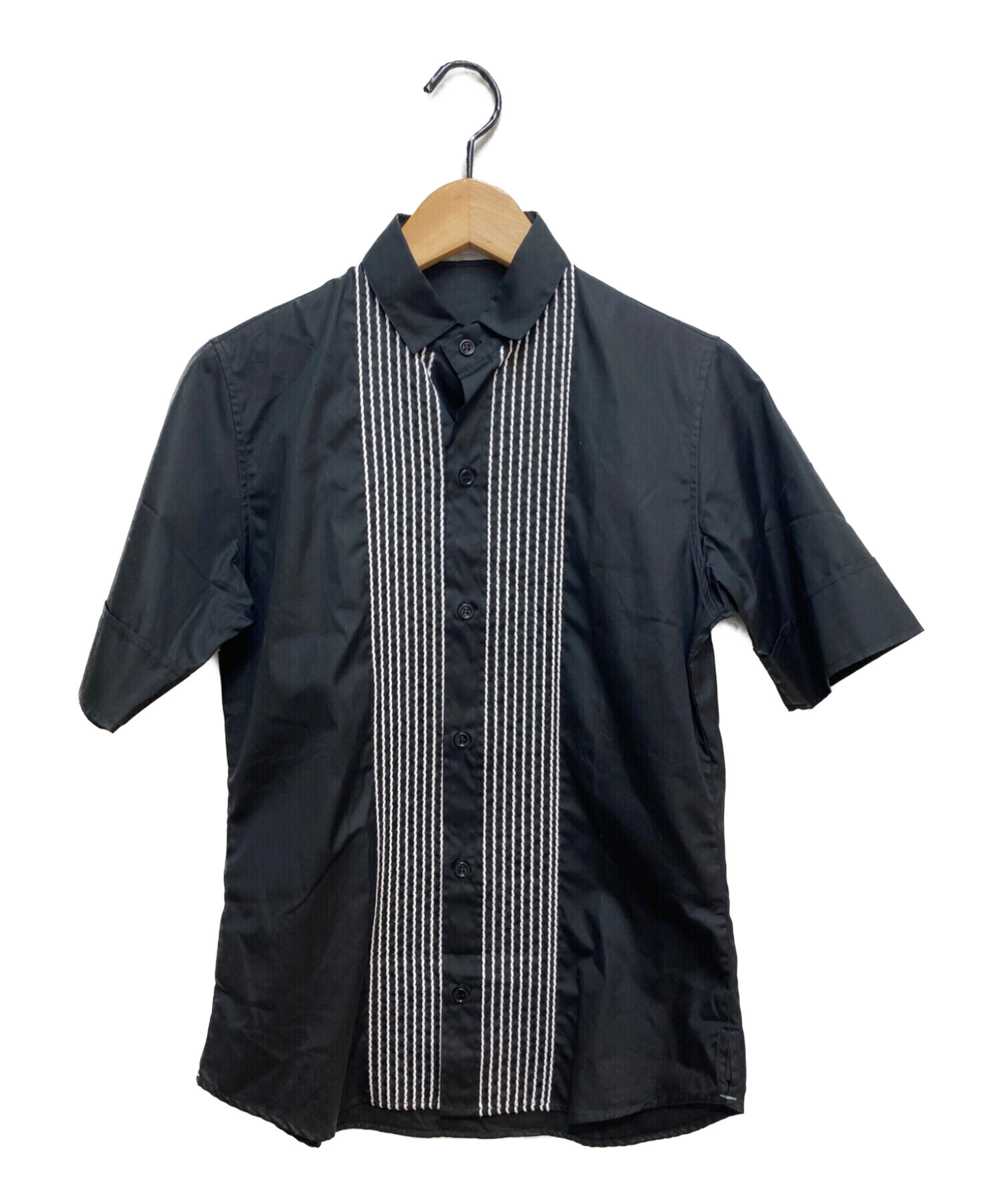 DIOR HOMME (ディオール オム) ステッチ刺繍半袖シャツ ブラック サイズ:36