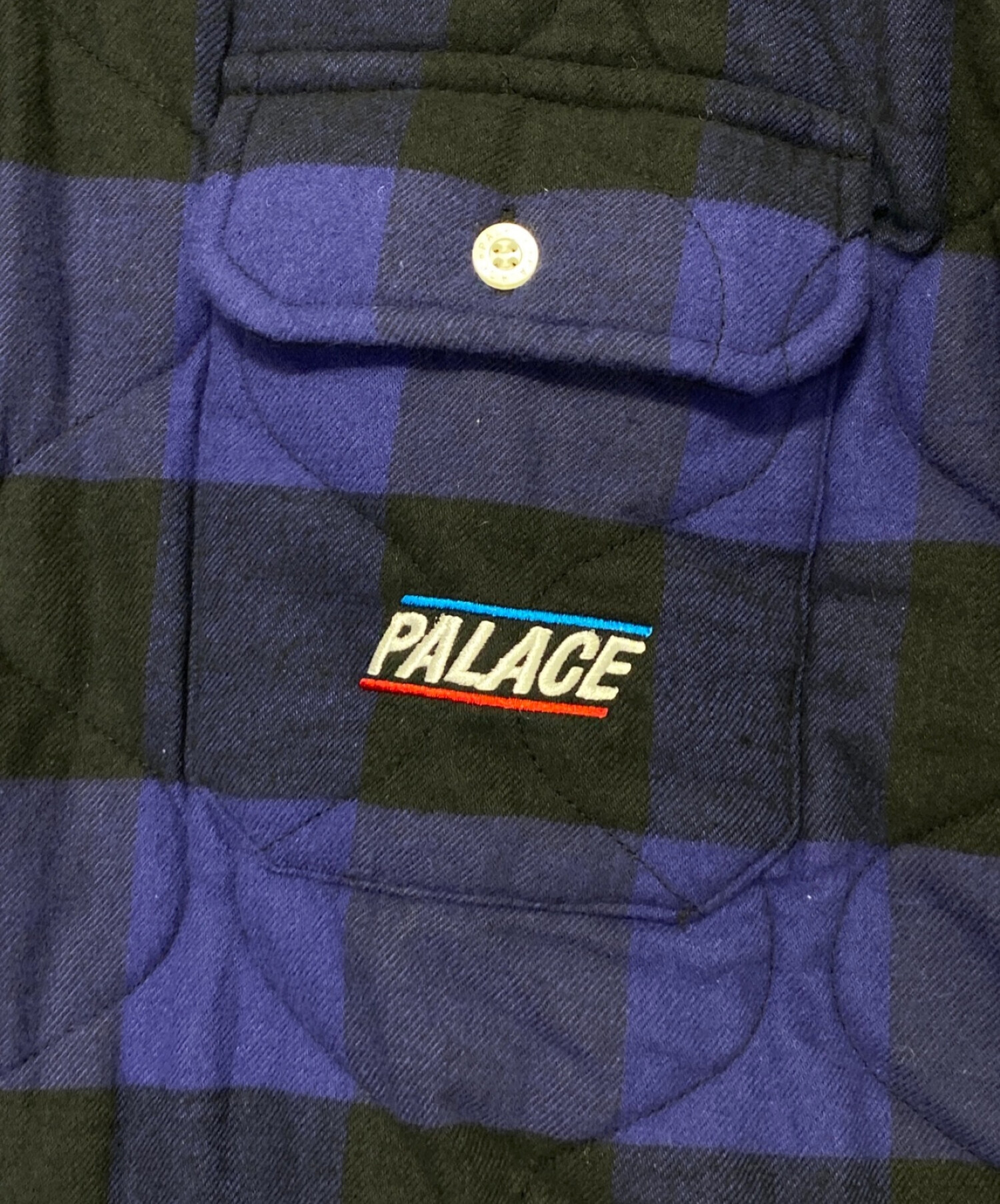 PALACE (パレス) QUILT MIT PLAID SHIRT ネイビー×ブラック サイズ:S