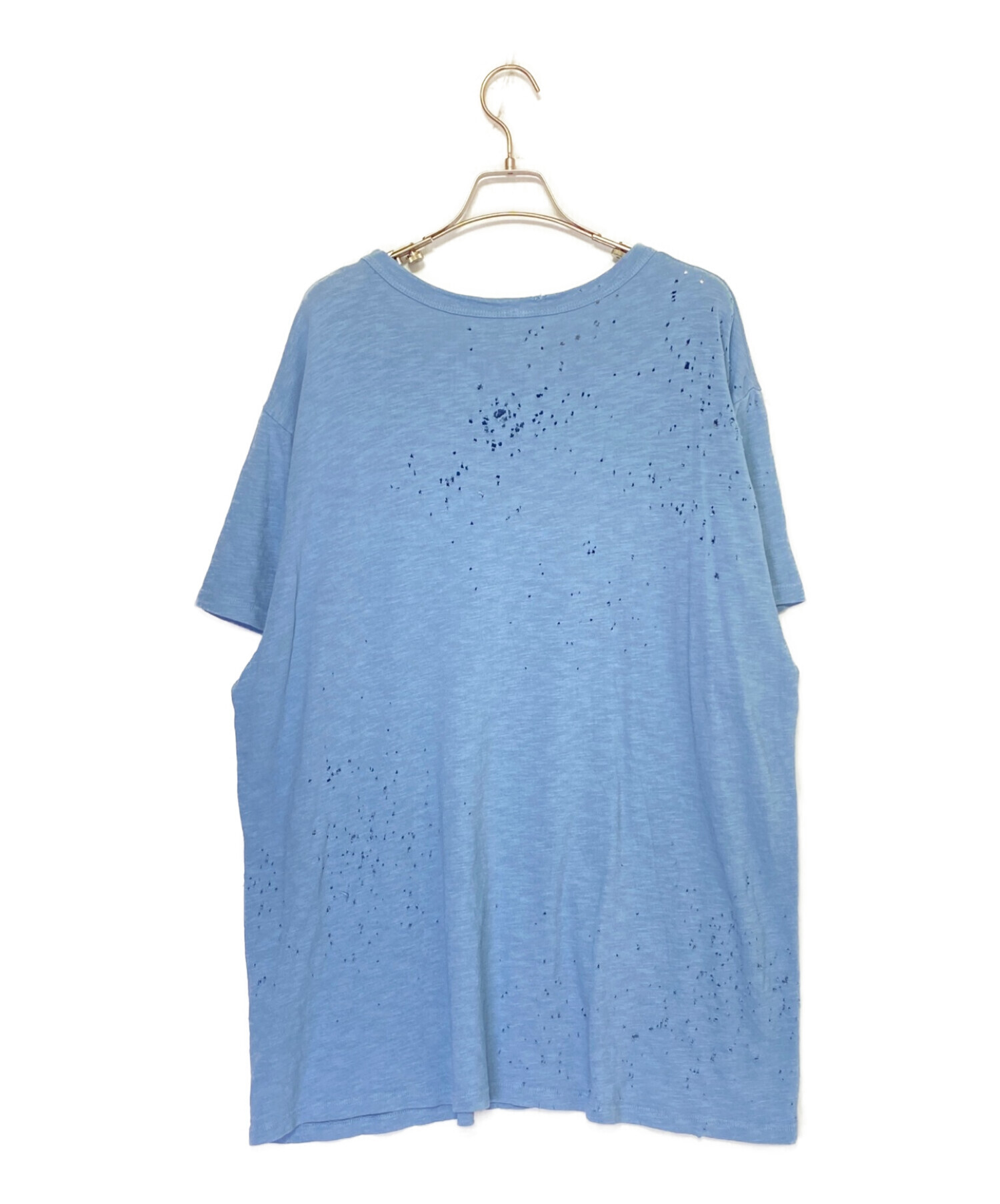 AMIRI (アミリ) ショットガンダメージ加工Tシャツ ライトブルー サイズ:XL