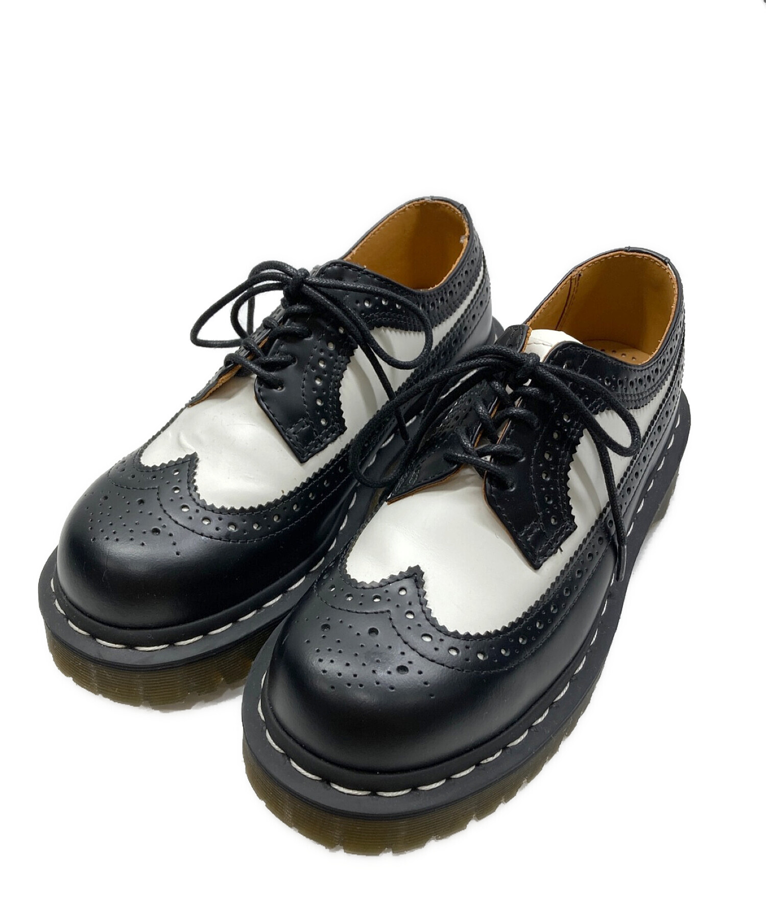 Dr.Martens (ドクターマーチン) 5ホールブローグシューズ ブラック×ホワイト サイズ:UK3