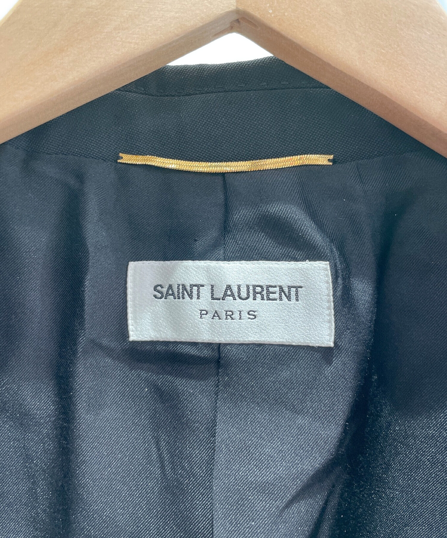 Saint Laurent Paris (サンローランパリ) ピークドラペルサテンスモーキングジャケット ブラック サイズ:F36