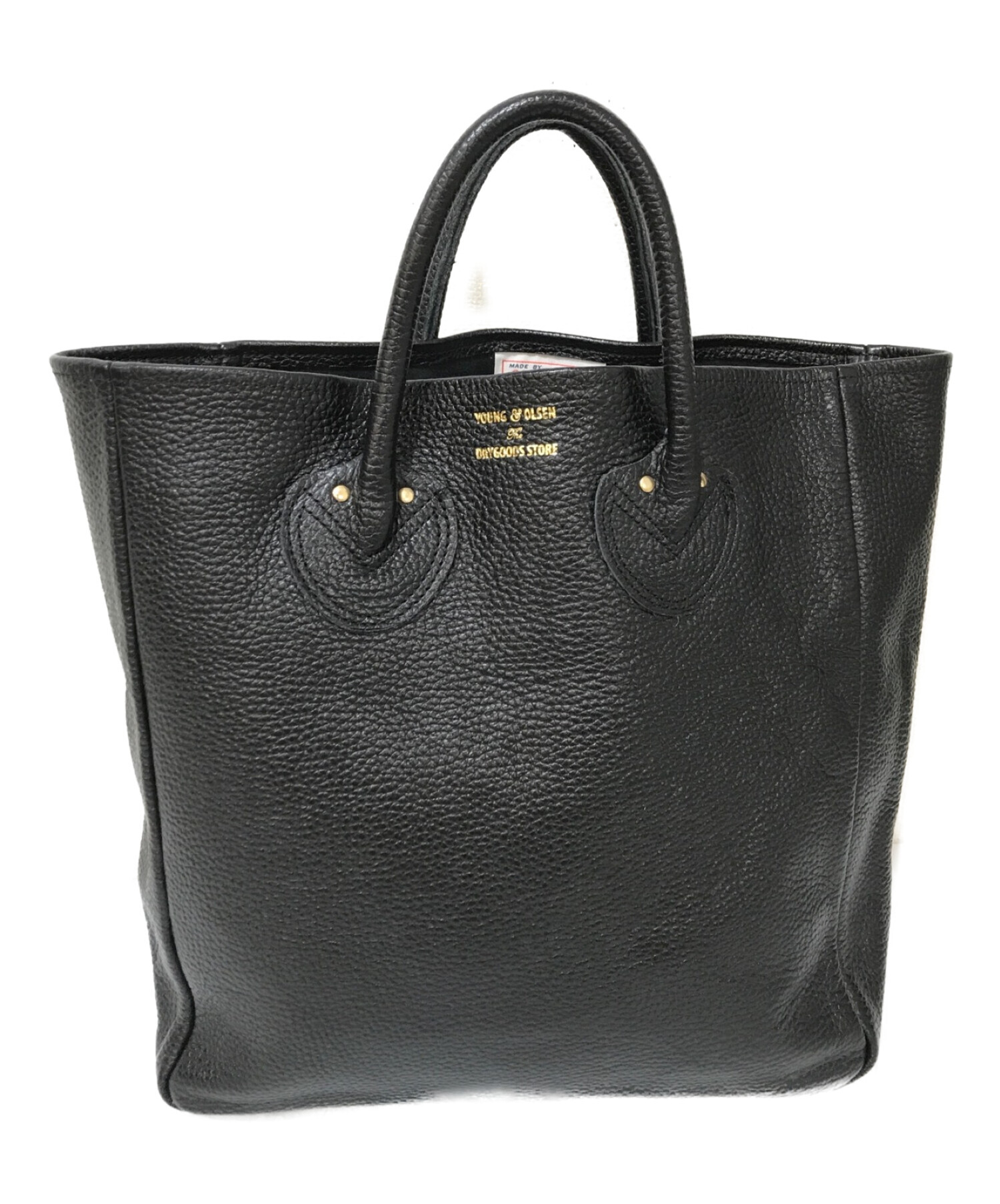 YOUNG & OLSEN The DRYGOODS STORE (ヤングアンドオルセン ザ ドライグッズストア) EMBOSSED LEATHER  TOTE M ブラック