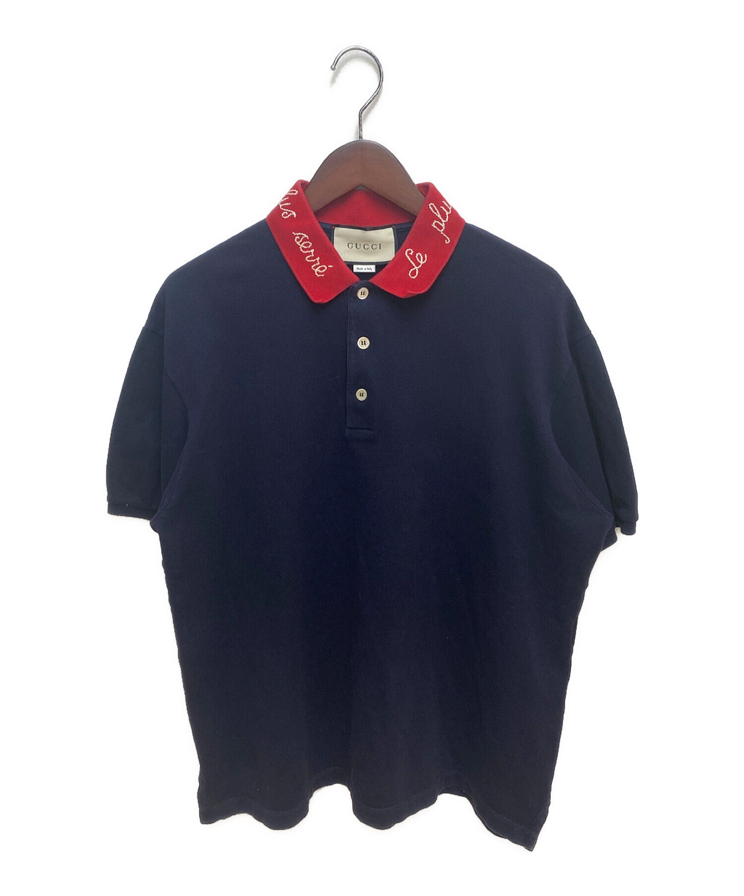 中古・古着通販】GUCCI (グッチ) 半袖ポロシャツ ネイビー サイズ:XXL