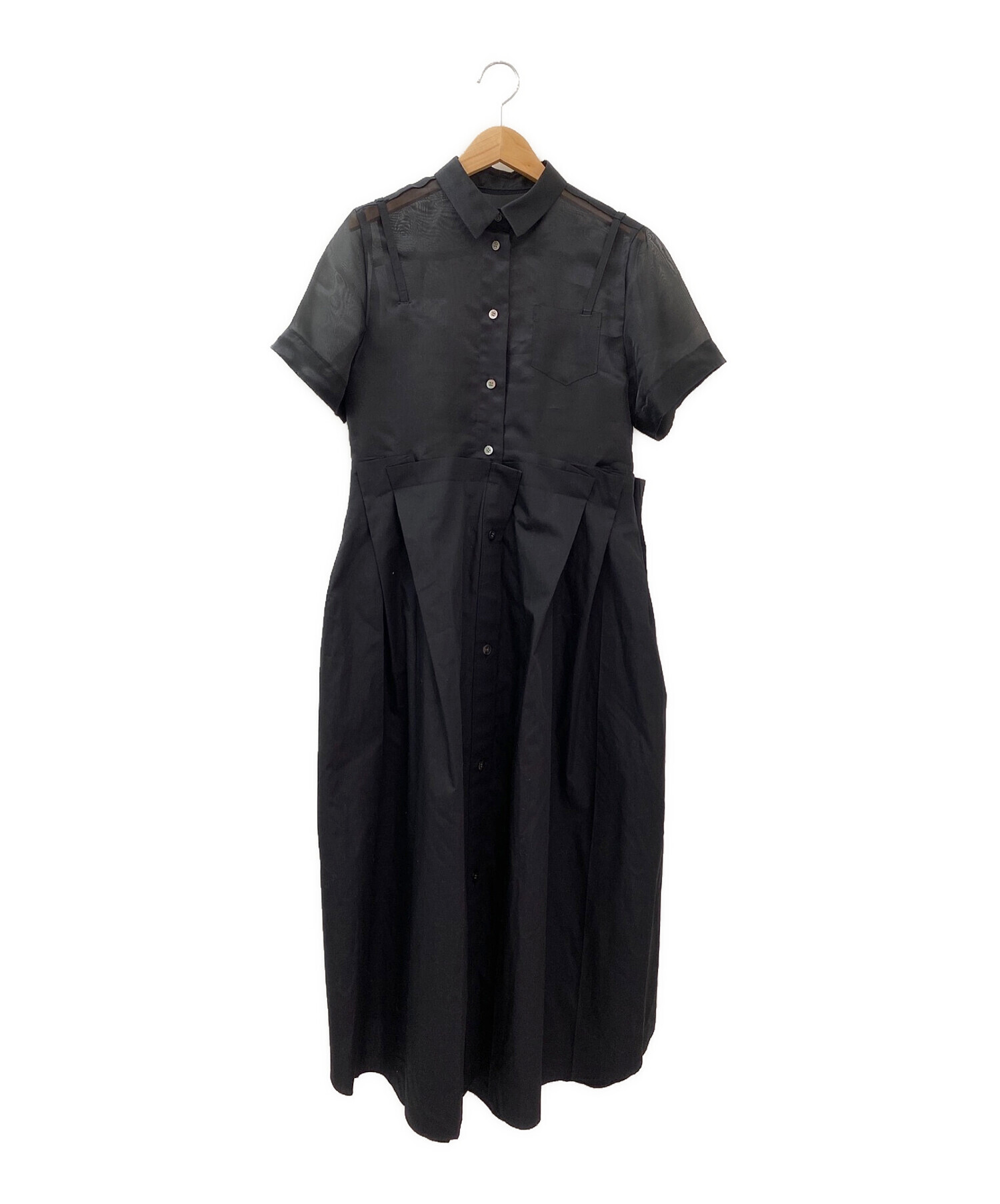 sacai (サカイ) ドッキングシャツワンピース ブラック サイズ:2