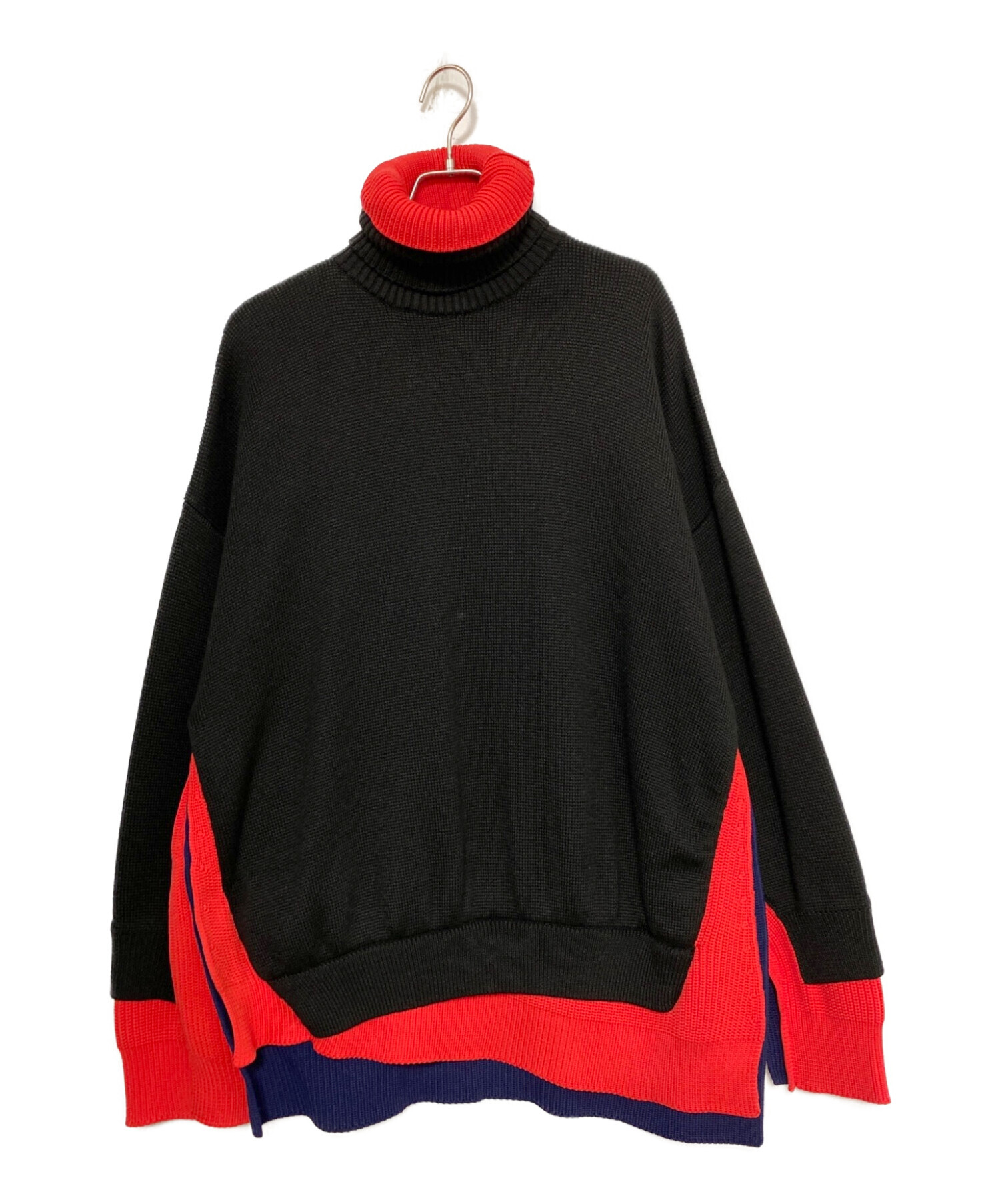 BALENCIAGA (バレンシアガ) レイヤードパターンタートルネックニット ブラック サイズ:XS