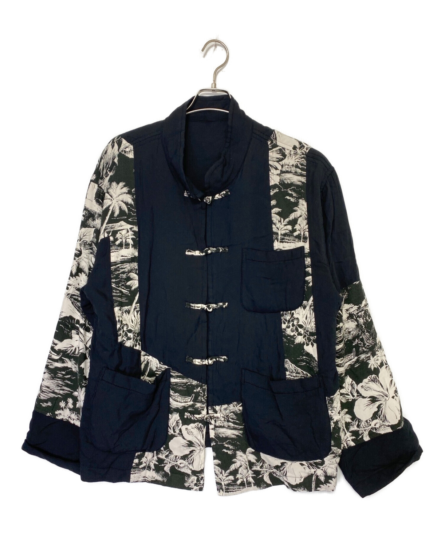 Porter Classic (ポータークラシック) ALOHA CHINESE JACKET PATCHWORK ブラック サイズ:L